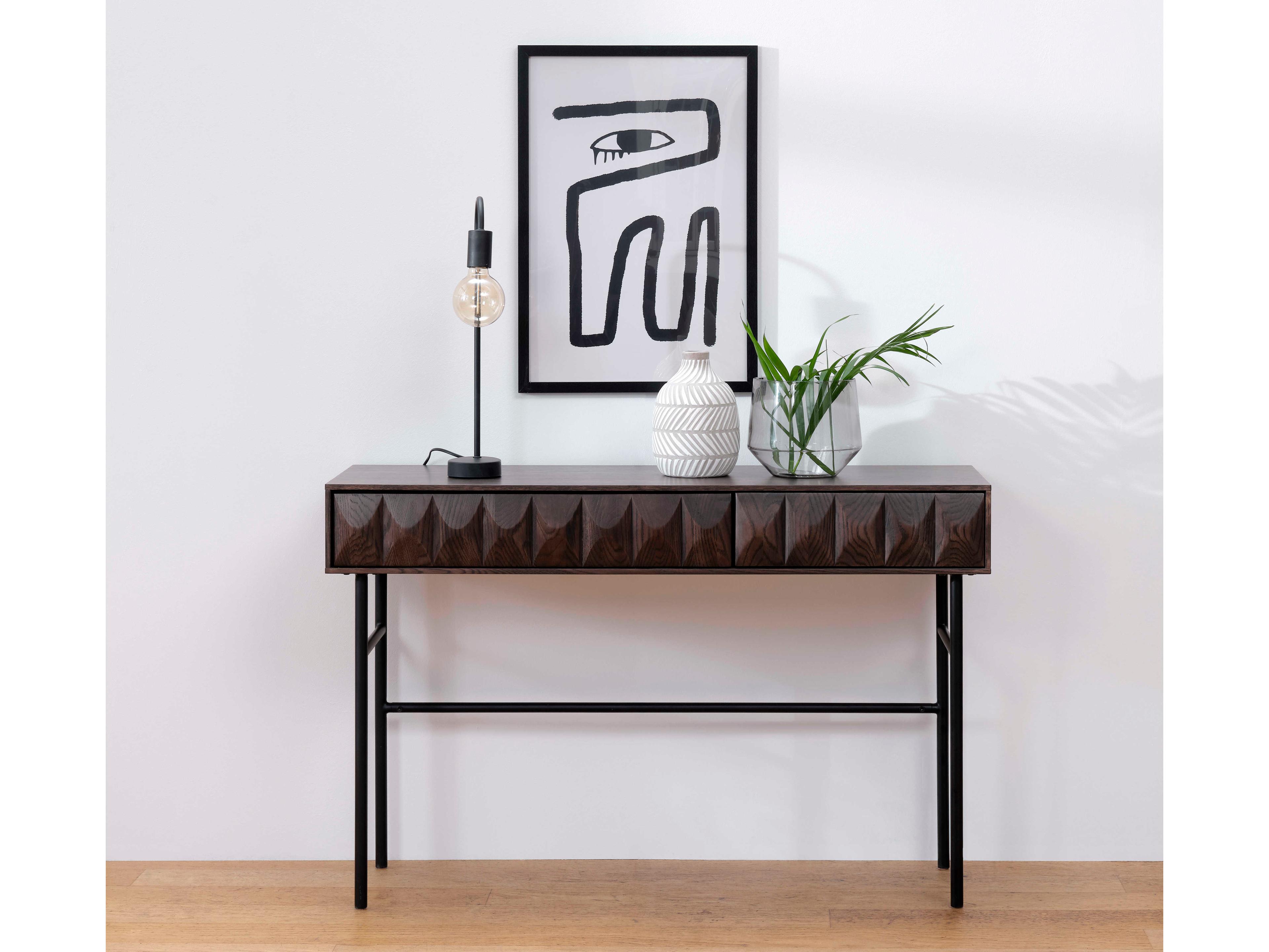 Unique Furniture Latina Rectangular Wood Black Oak Console Table