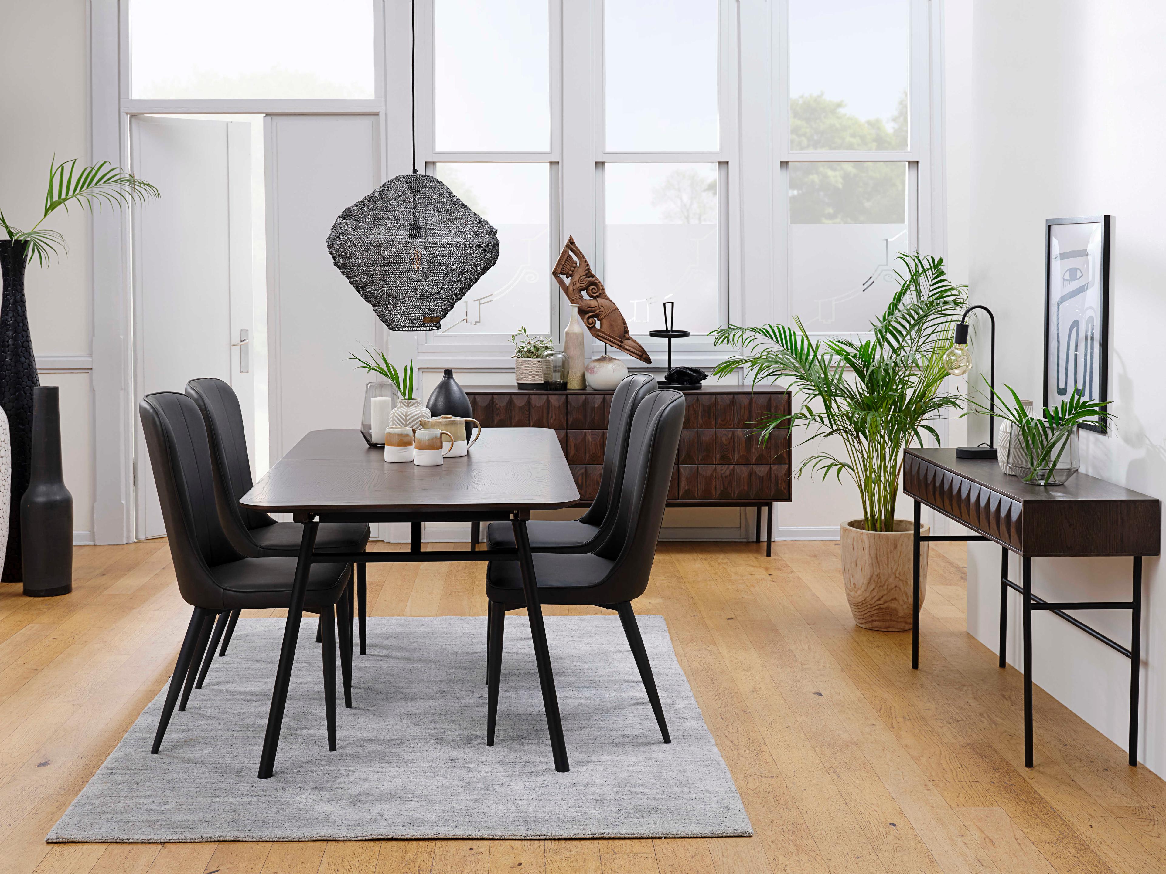 Unique Furniture Latina Rectangular Wood Black Oak Console Table