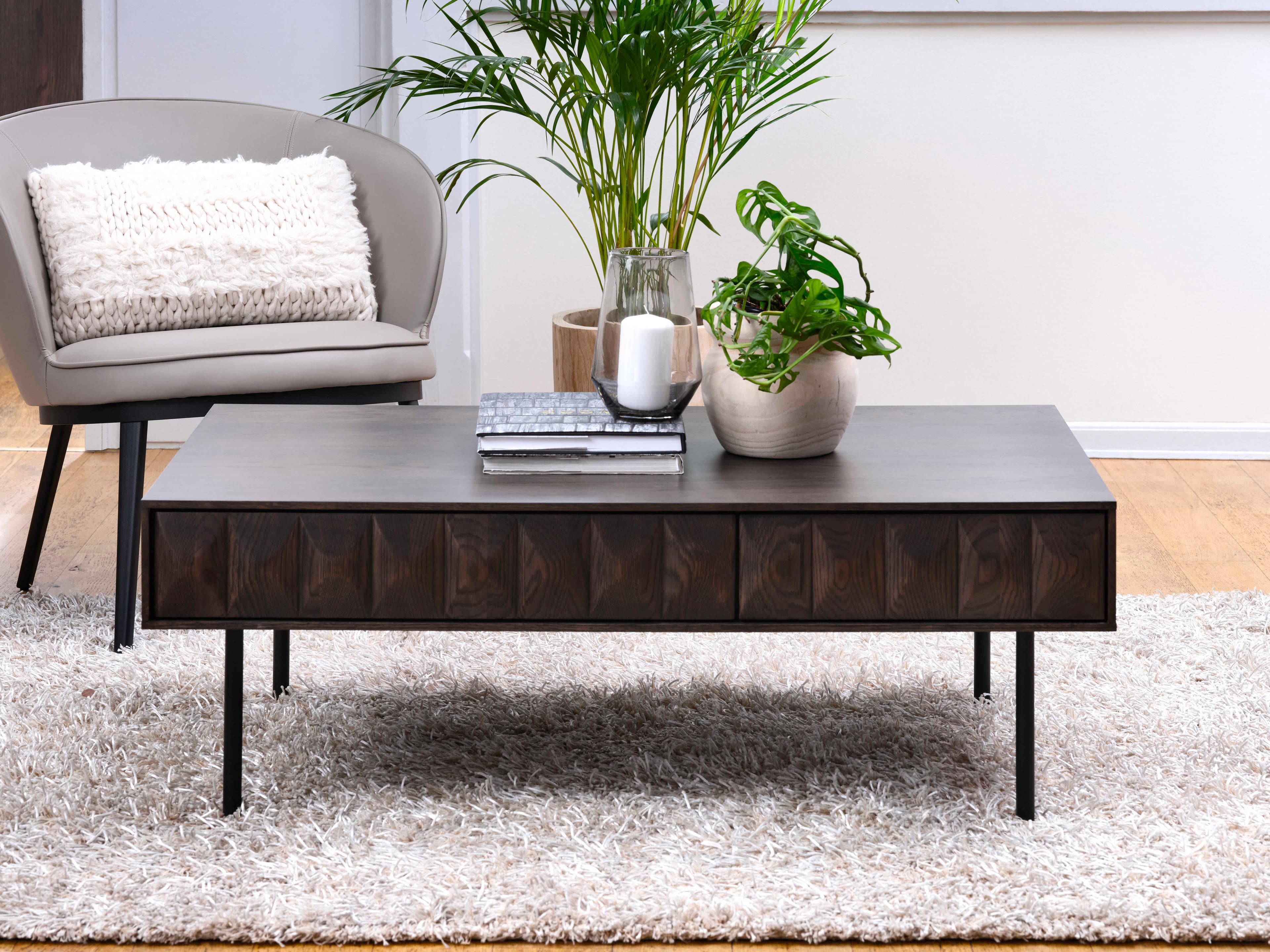 Unique Furniture Latina Rectangular Wood Black Oak Coffee Table