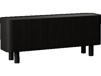 Unique Furniture Monsun 70" Oak Wood Black Sideboard