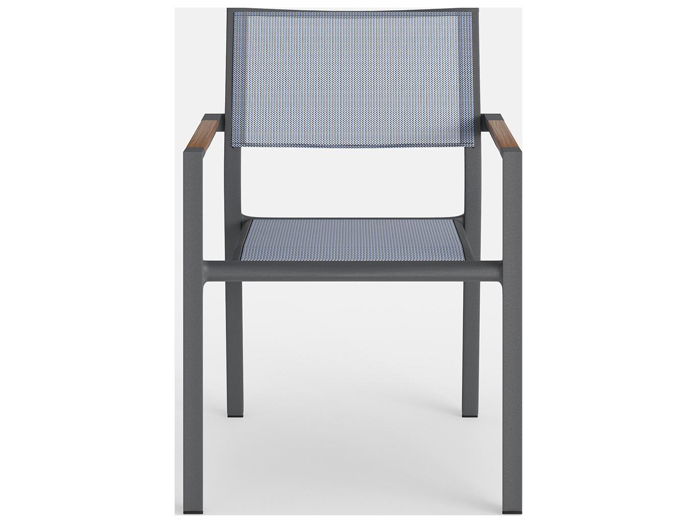 Jensen Outdoor Breeze Stacking Sling Arm Chair in Slate