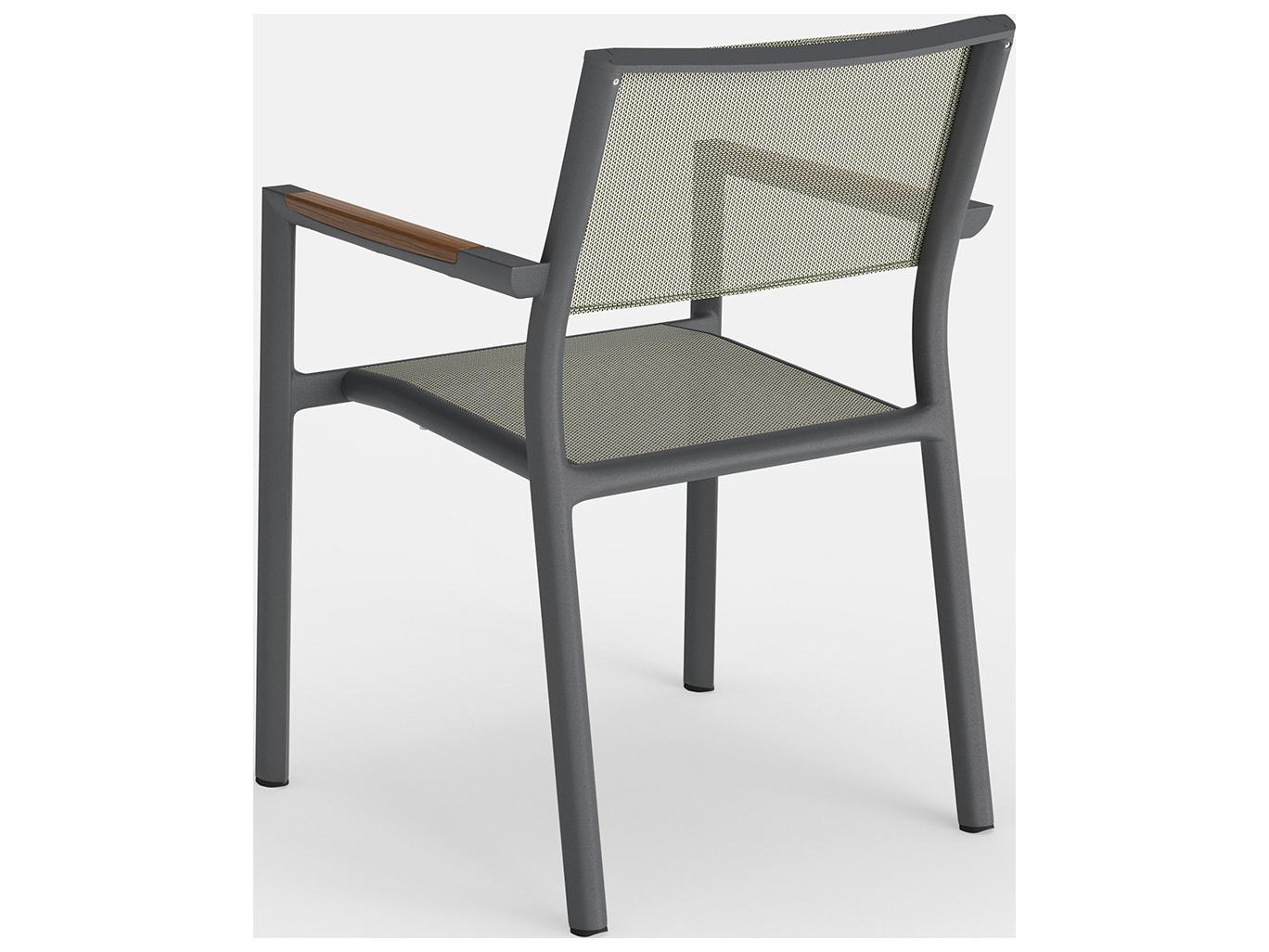 Jensen Outdoor Breeze Stacking Sling Arm Chair in Slate