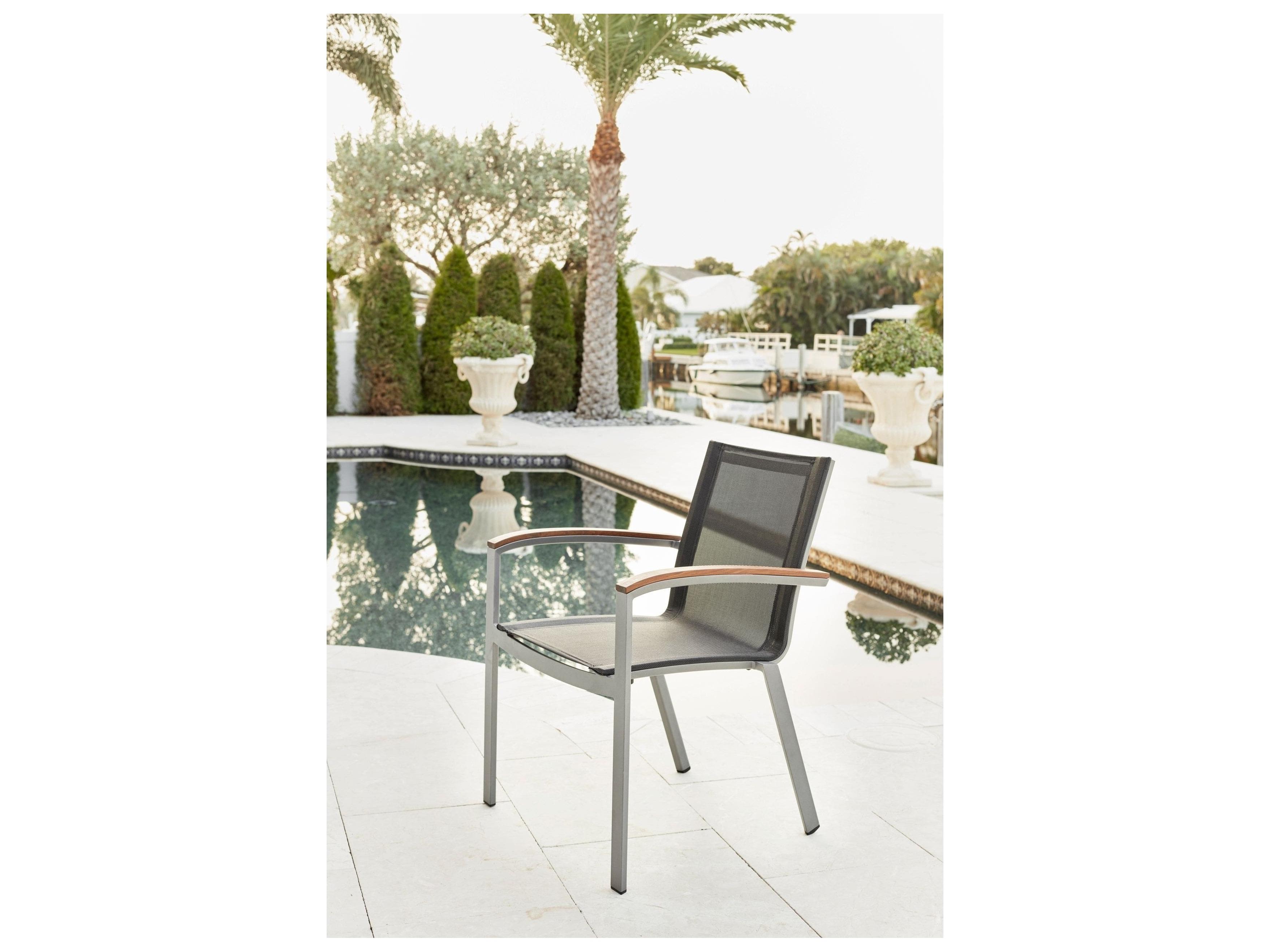 Jensen Outdoor Harmony Stacking Sling Arm Chair/ Slate