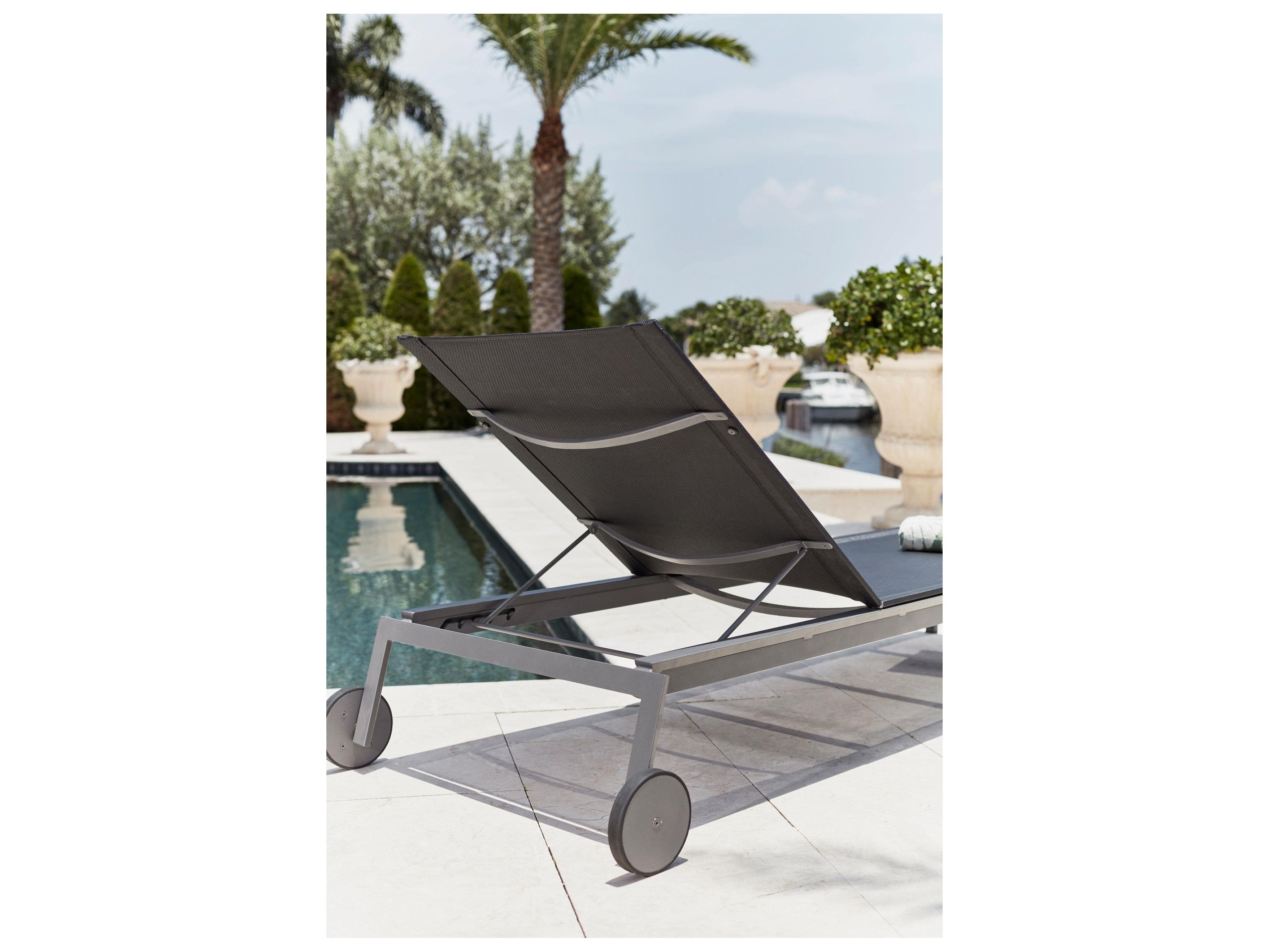 Jensen Outdoor Harmony Sling Chaise with Wheels/ Slate