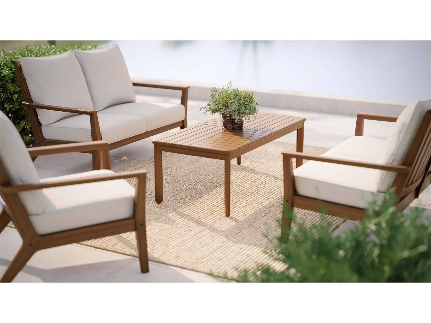 Jensen Outdoor Foundations IPE Mosaic 50" x 25" Rectangular Coffee Table