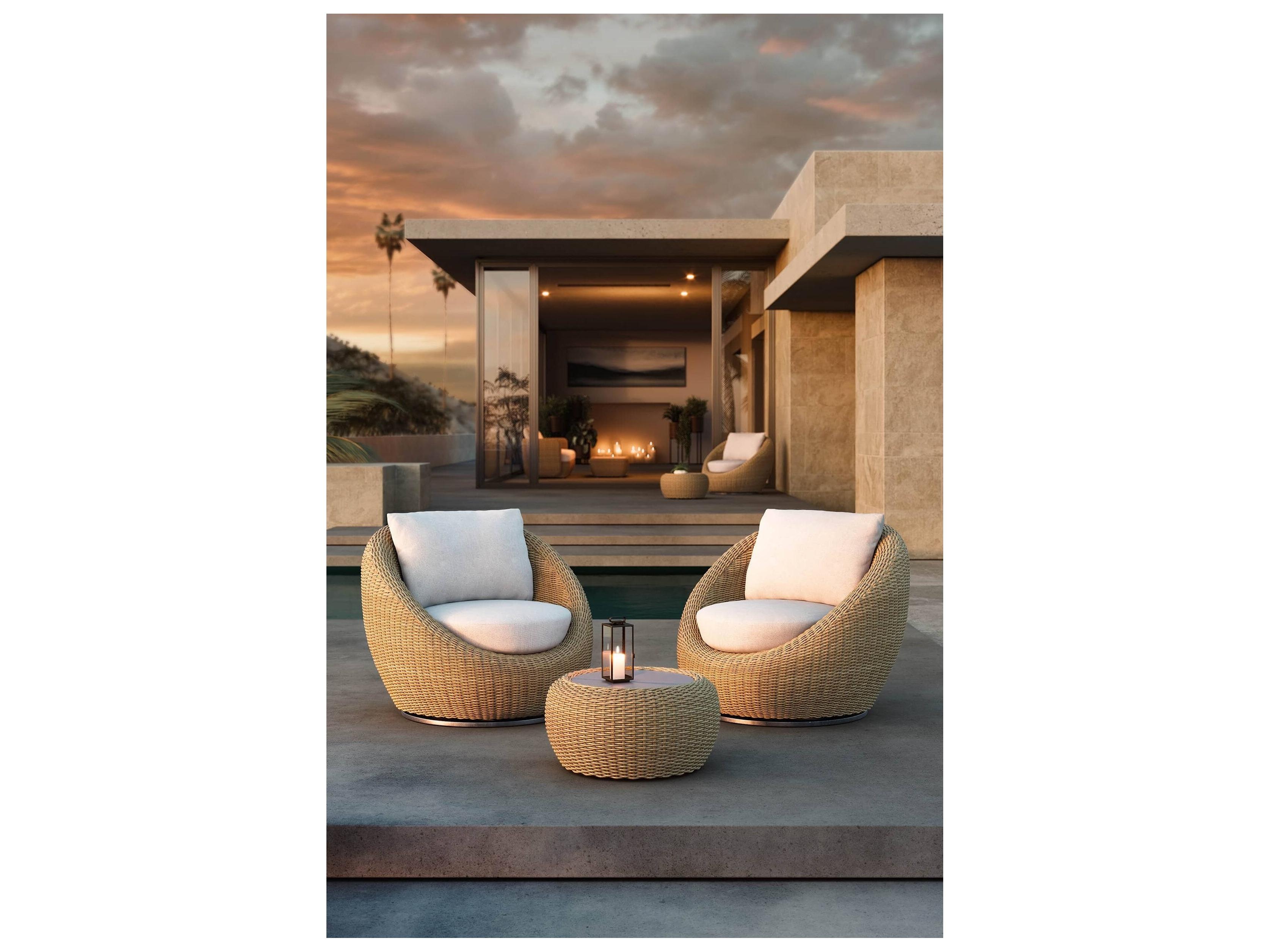 Jensen Outdoor Velo 26" Round Side Table w/ Cement Top