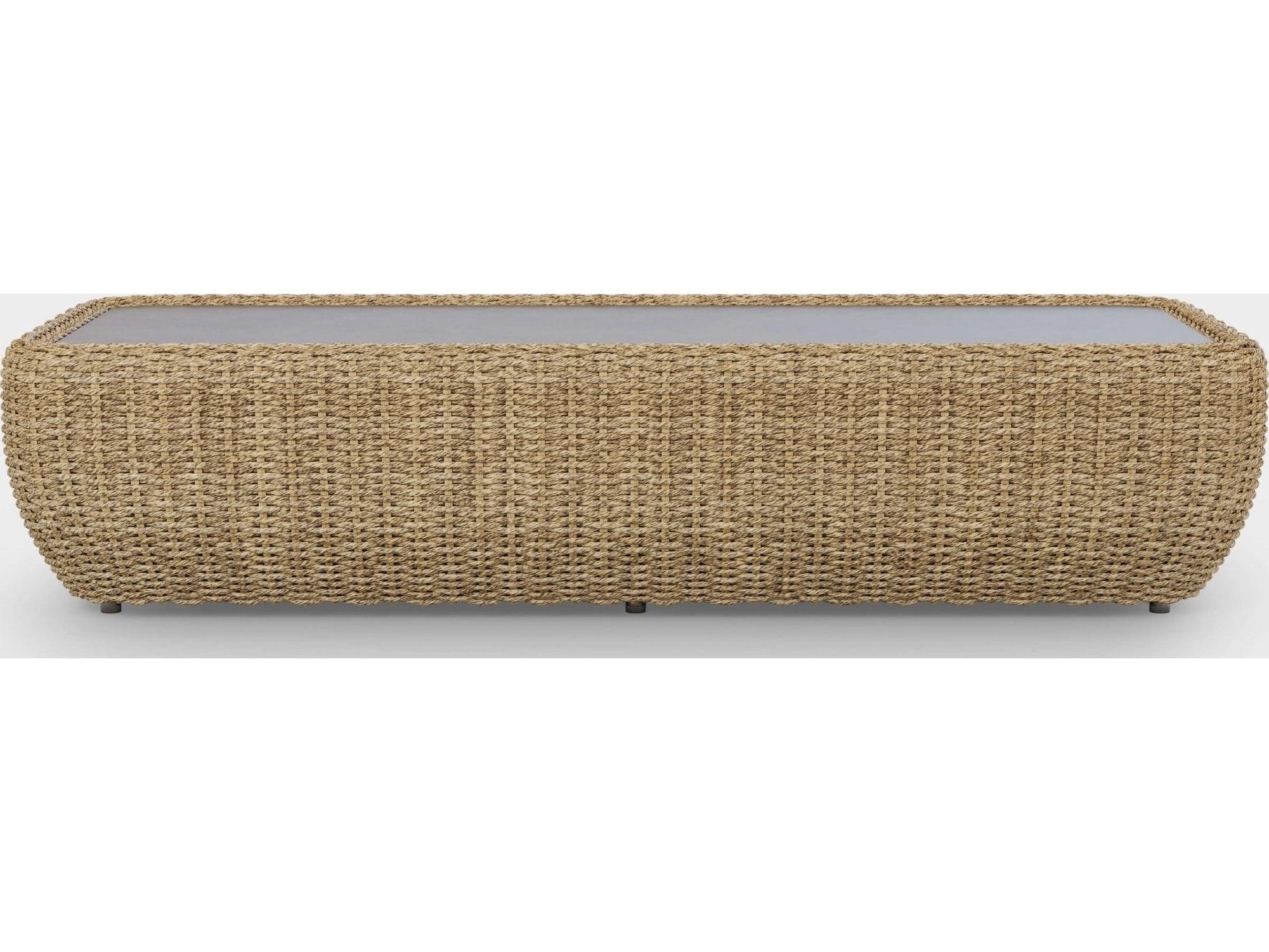 Jensen Outdoor Velo 55" x 24" Rectangular Coffee Table w/ Cement Top