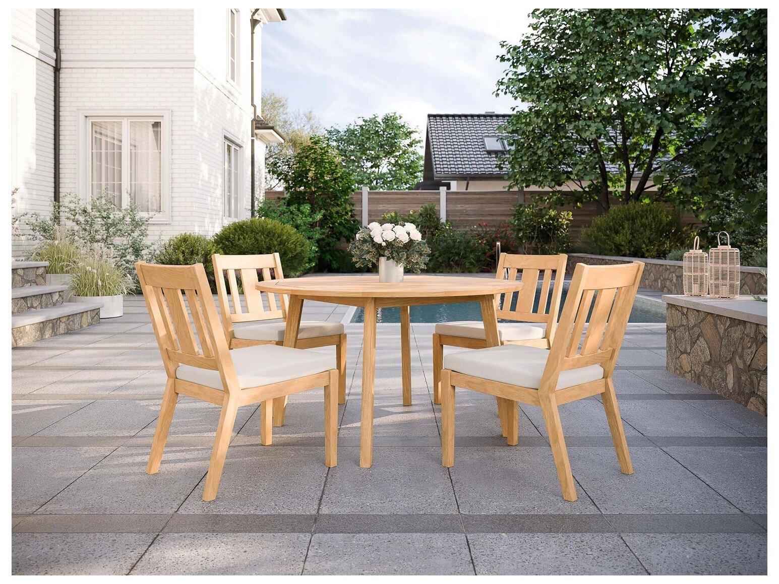 Jensen Outdoor Foundations Teak 52" Round Dining Table