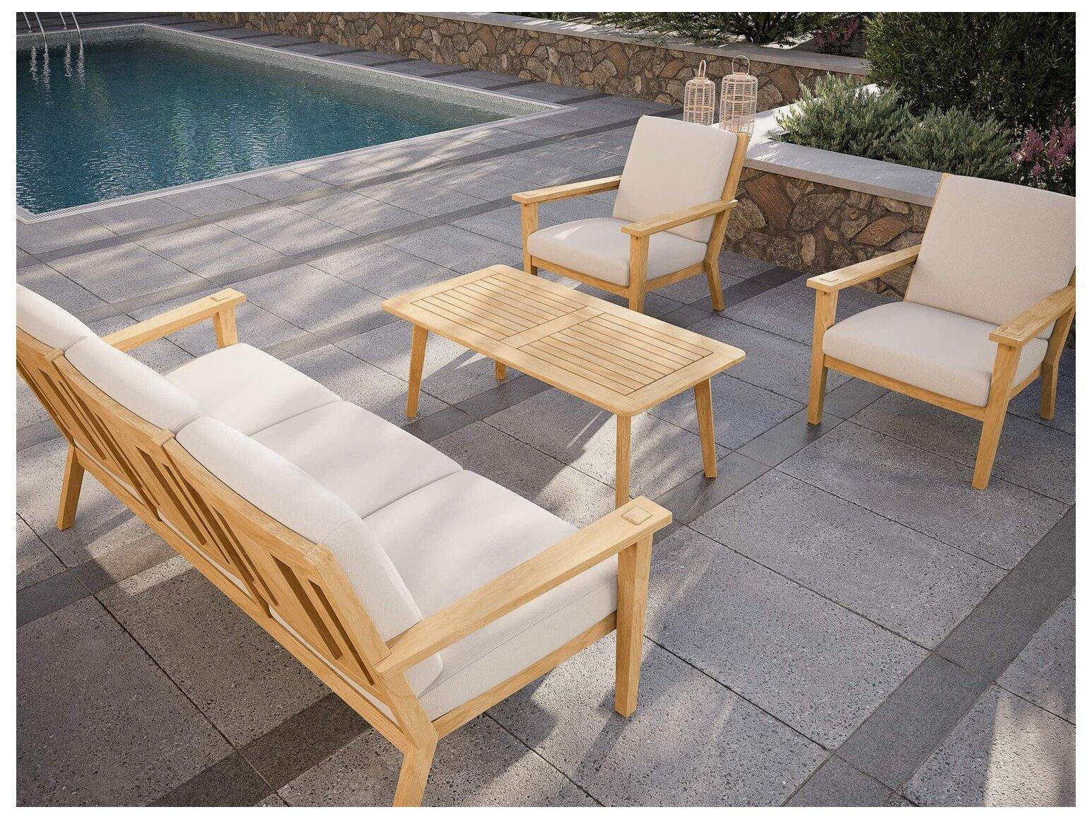 Jensen Outdoor Foundations Teak 48" x 24" Rectangular Coffee Table