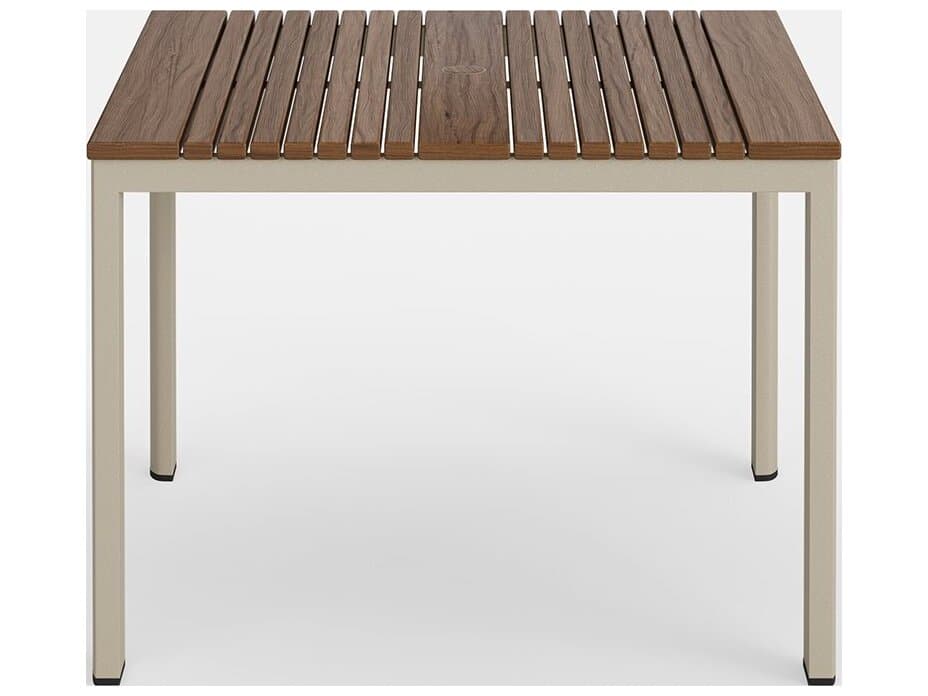 Jensen Outdoor Foundations Aluminum Mesa 40" Square Dining Table with LPE Top/ Sand