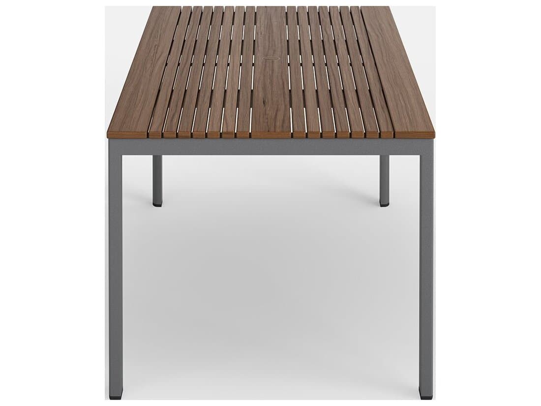 Jensen Outdoor Foundations Aluminum Mesa 86" x 40" Dining Table with LPE Top/ Slate