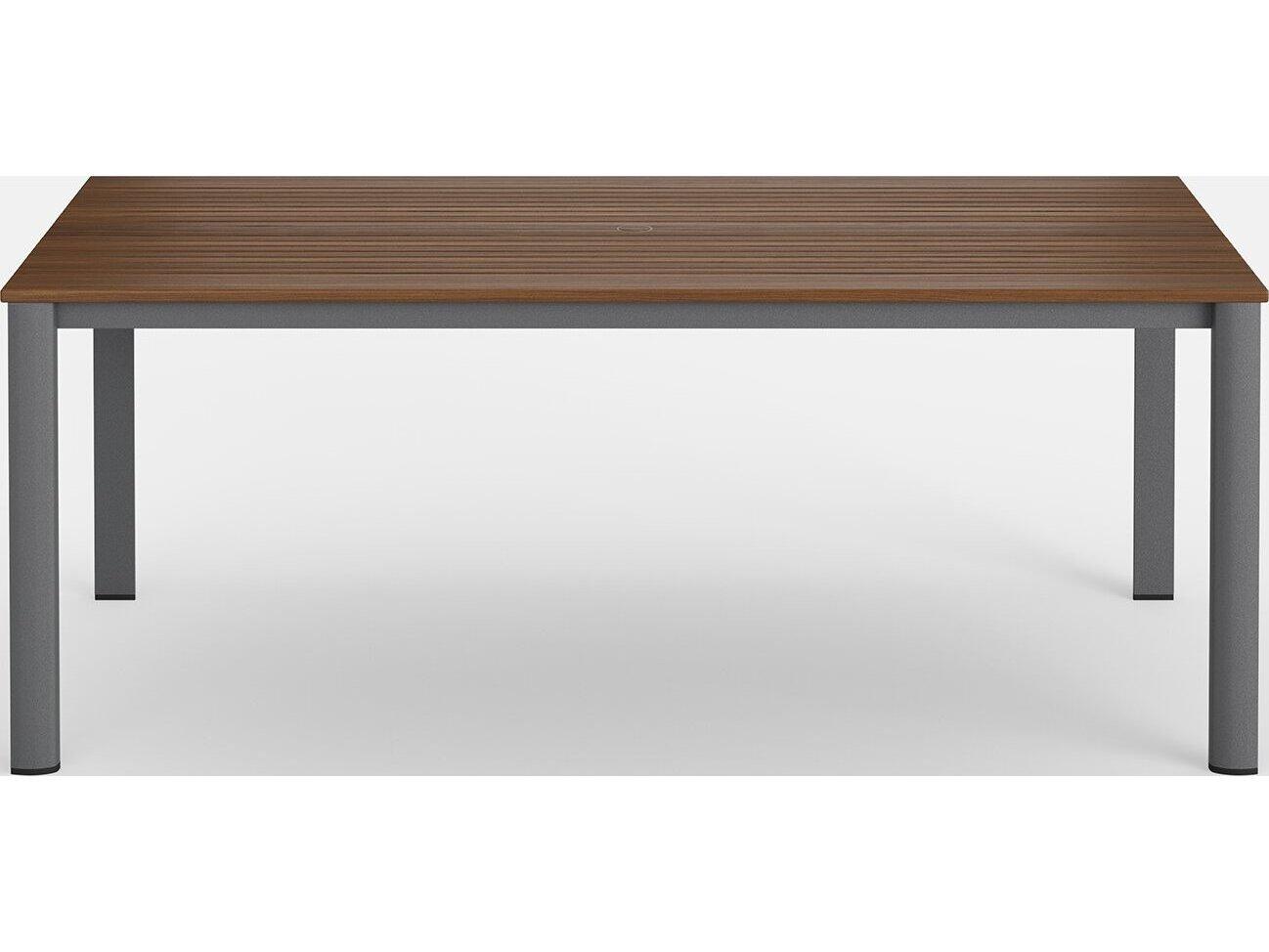 Jensen Outdoor Foundations Aluminum Mesa 86" x 40" Dining Table with LPE Top/ Slate