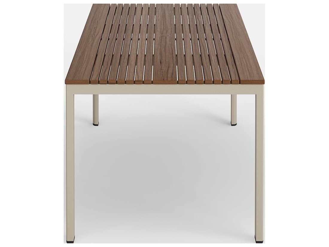 Jensen Outdoor Foundations Aluminum Mesa 86" x 40" Dining Table with LPE Top/ Sand