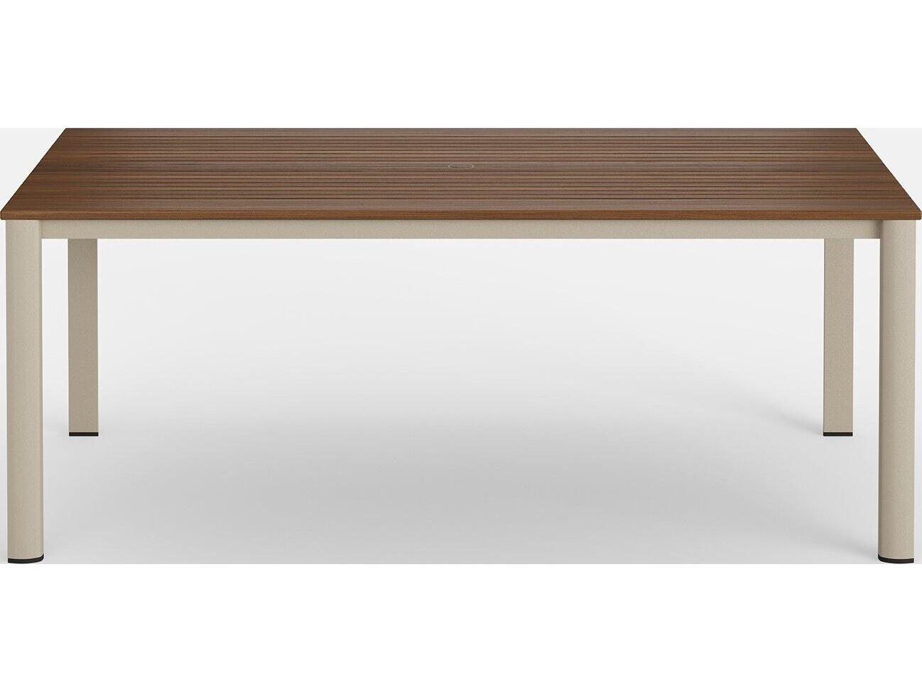 Jensen Outdoor Foundations Aluminum Mesa 86" x 40" Dining Table with LPE Top/ Sand