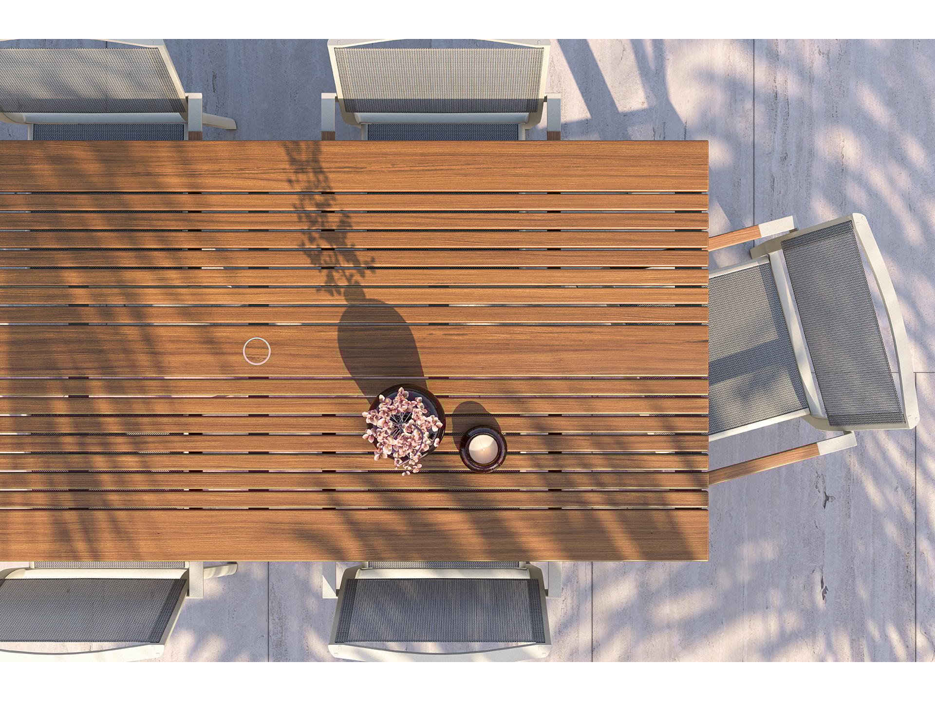 Jensen Outdoor Foundations Aluminum Mesa 86" x 40" Dining Table with LPE Top/ Sand