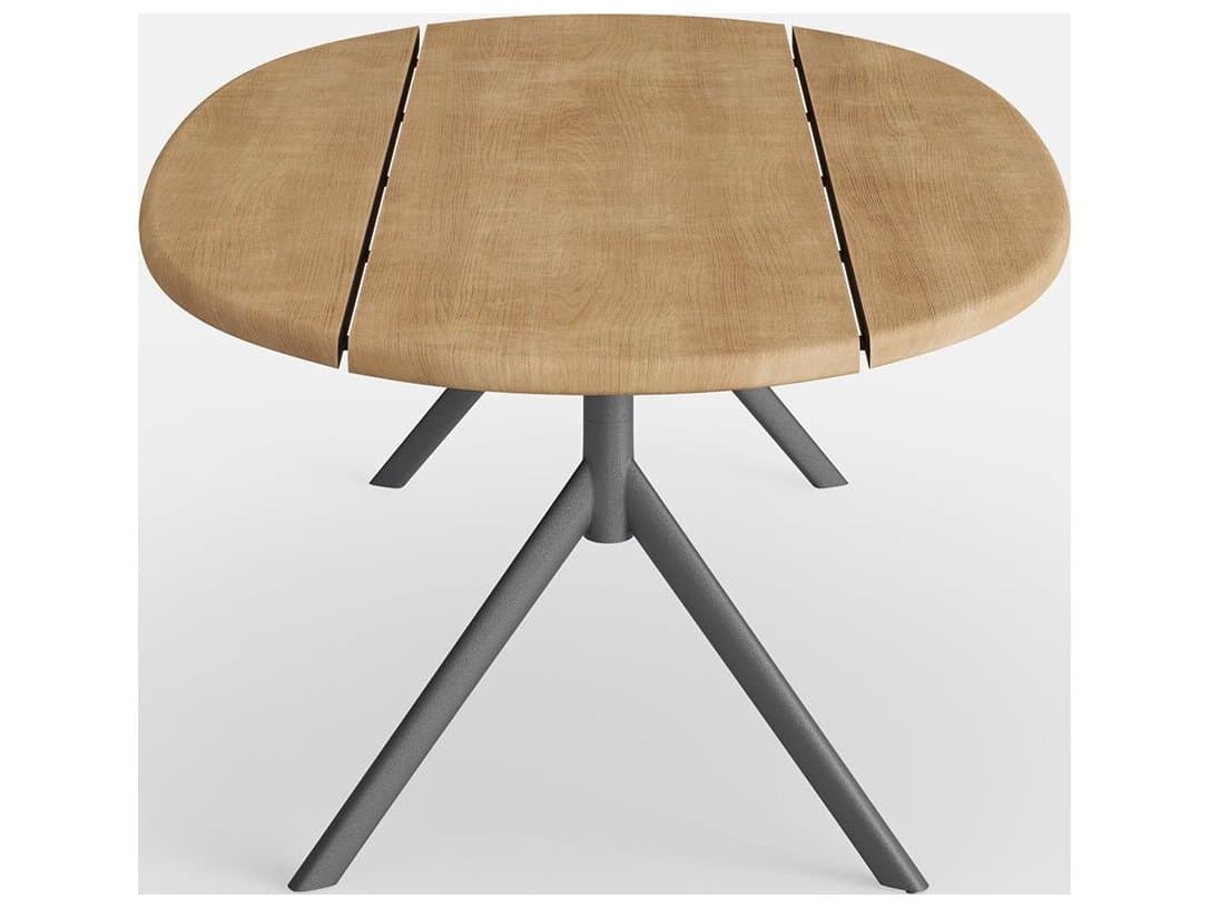 Jensen Outdoor Foundations Aluminum Arc 47" x 24" Coffee Table with Teak Top/ Slate