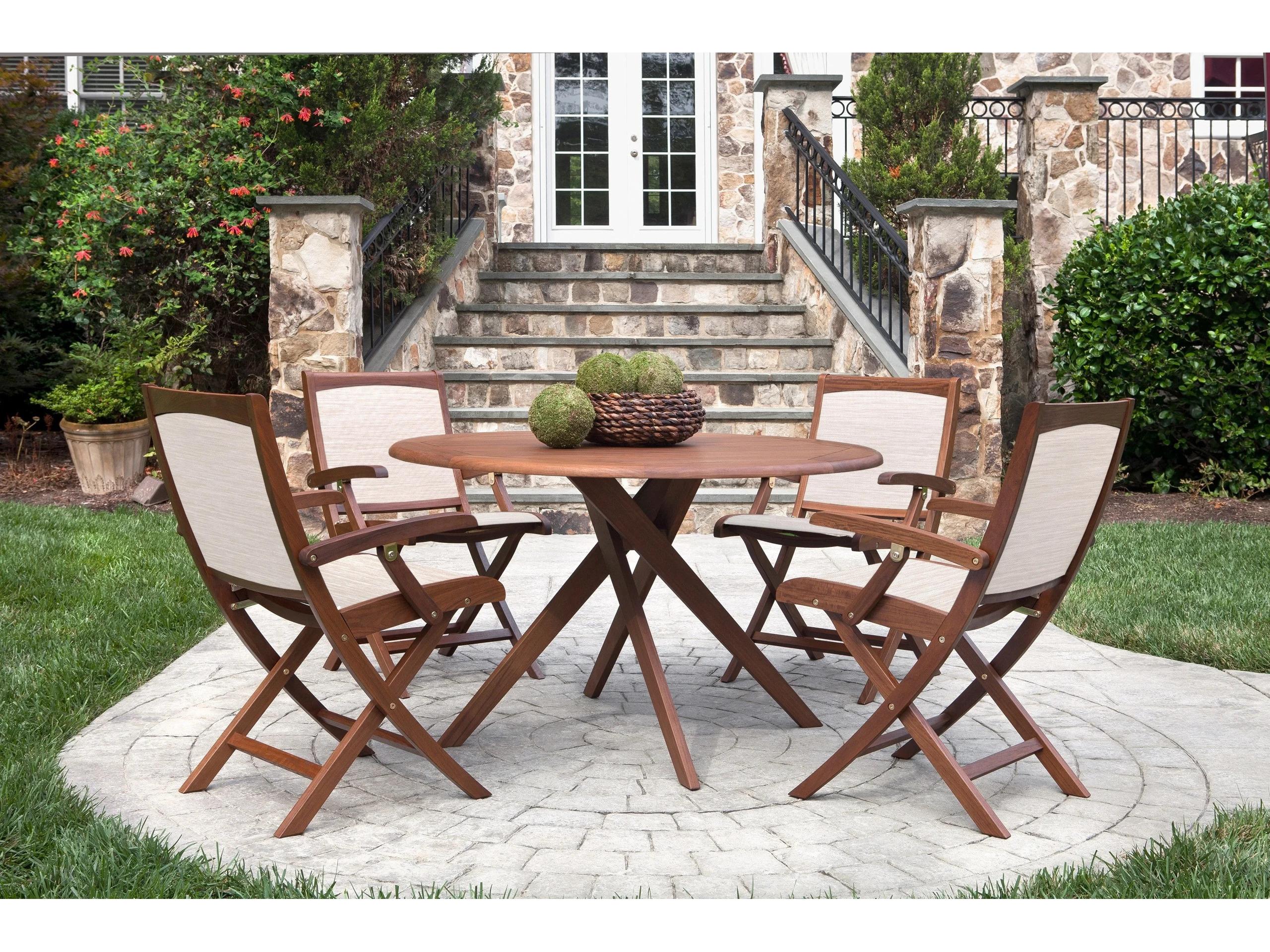 Jensen Outdoor Topaz Folding Sling Arm Chair/ Beige