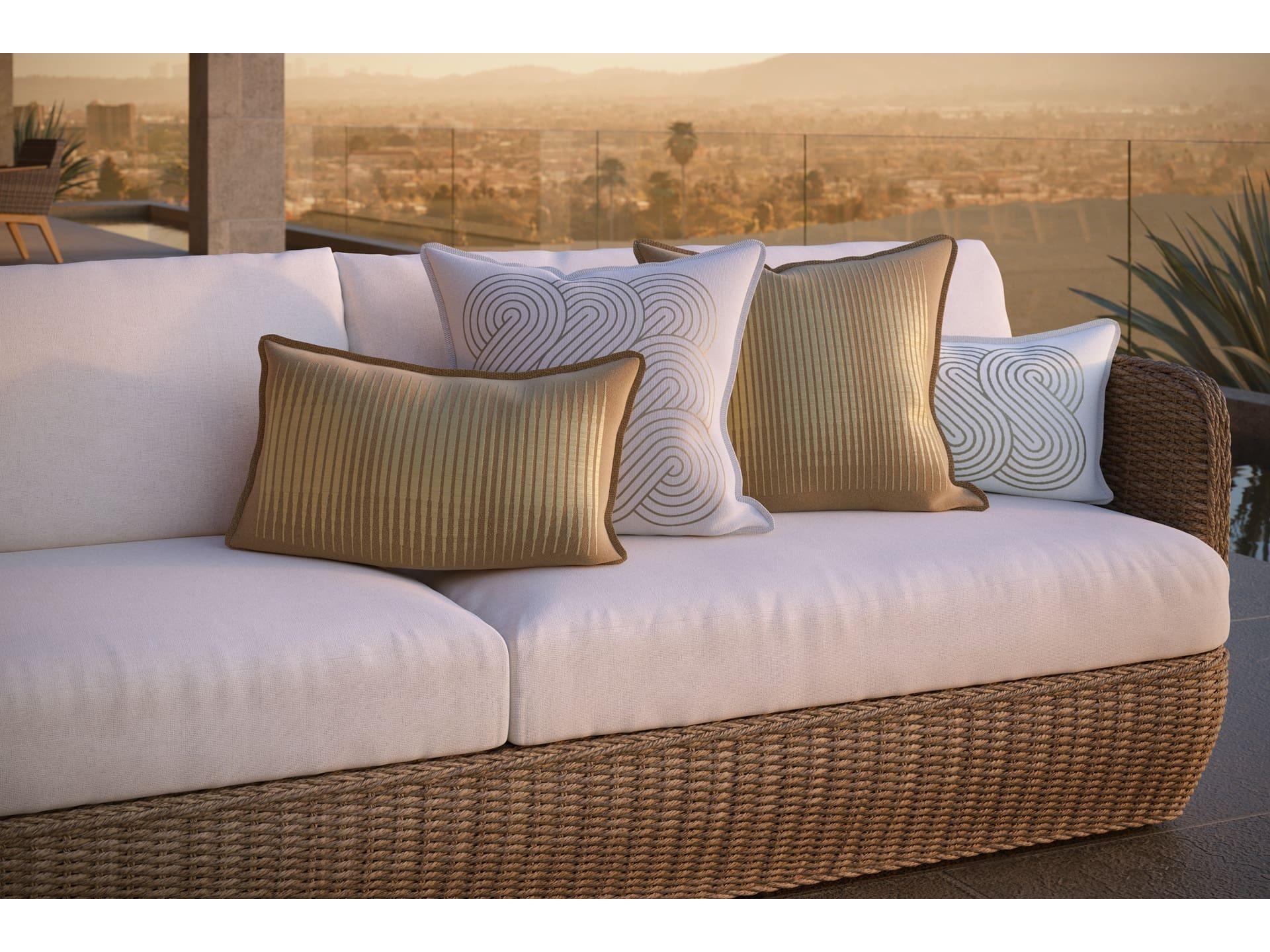 Jensen Outdoor Performance Plume Embroidery 20" x 20" Spiral - Ivory/Gold