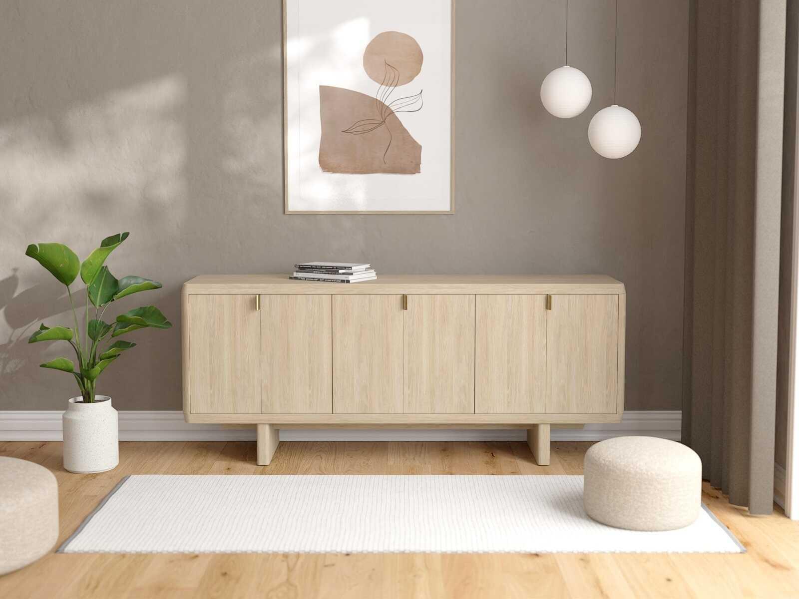 Unique Furniture Natu 70" Oak Wood Natural Sideboard