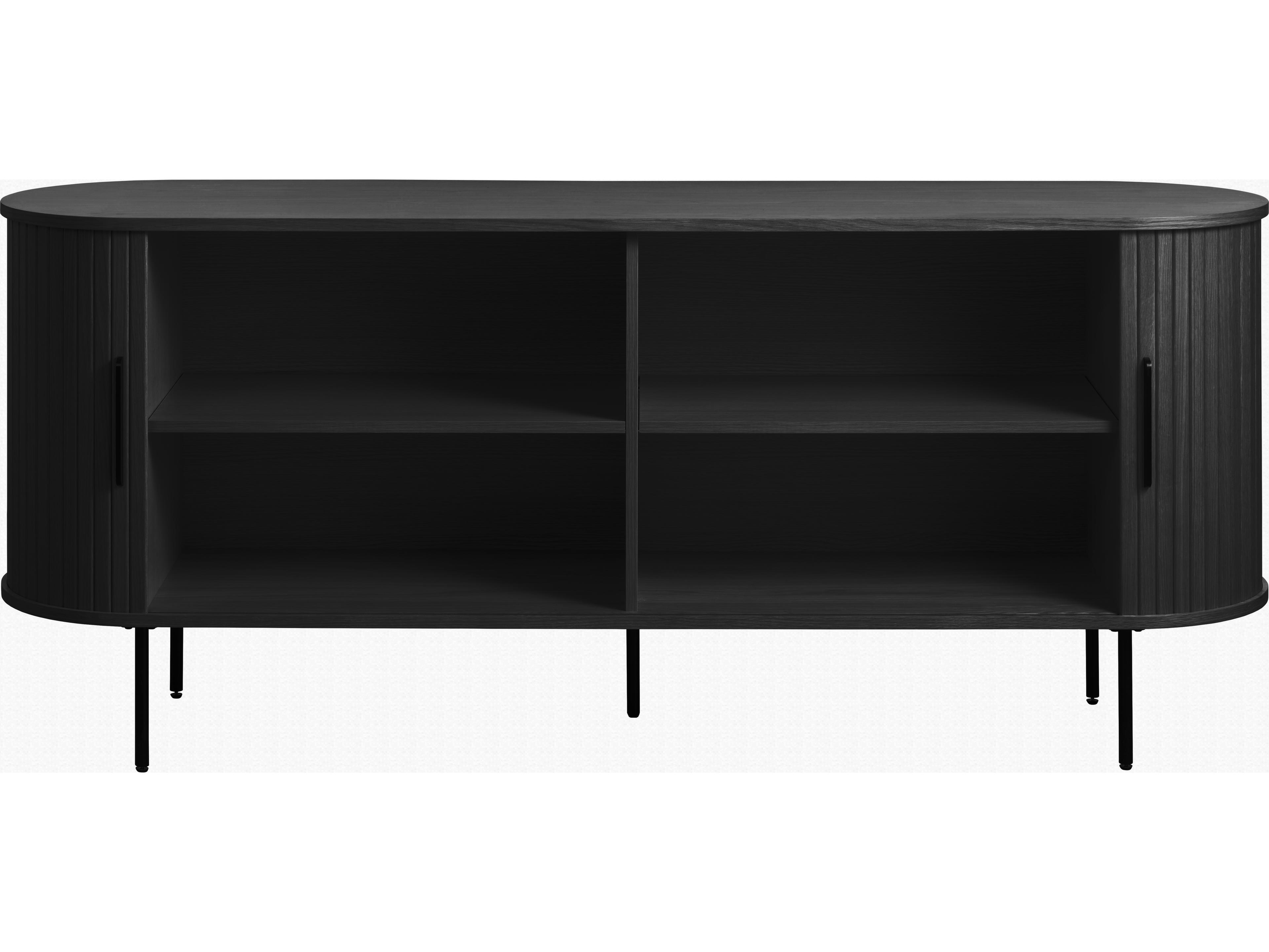 Unique Furniture Nola 55" Oak Wood Black Sideboard