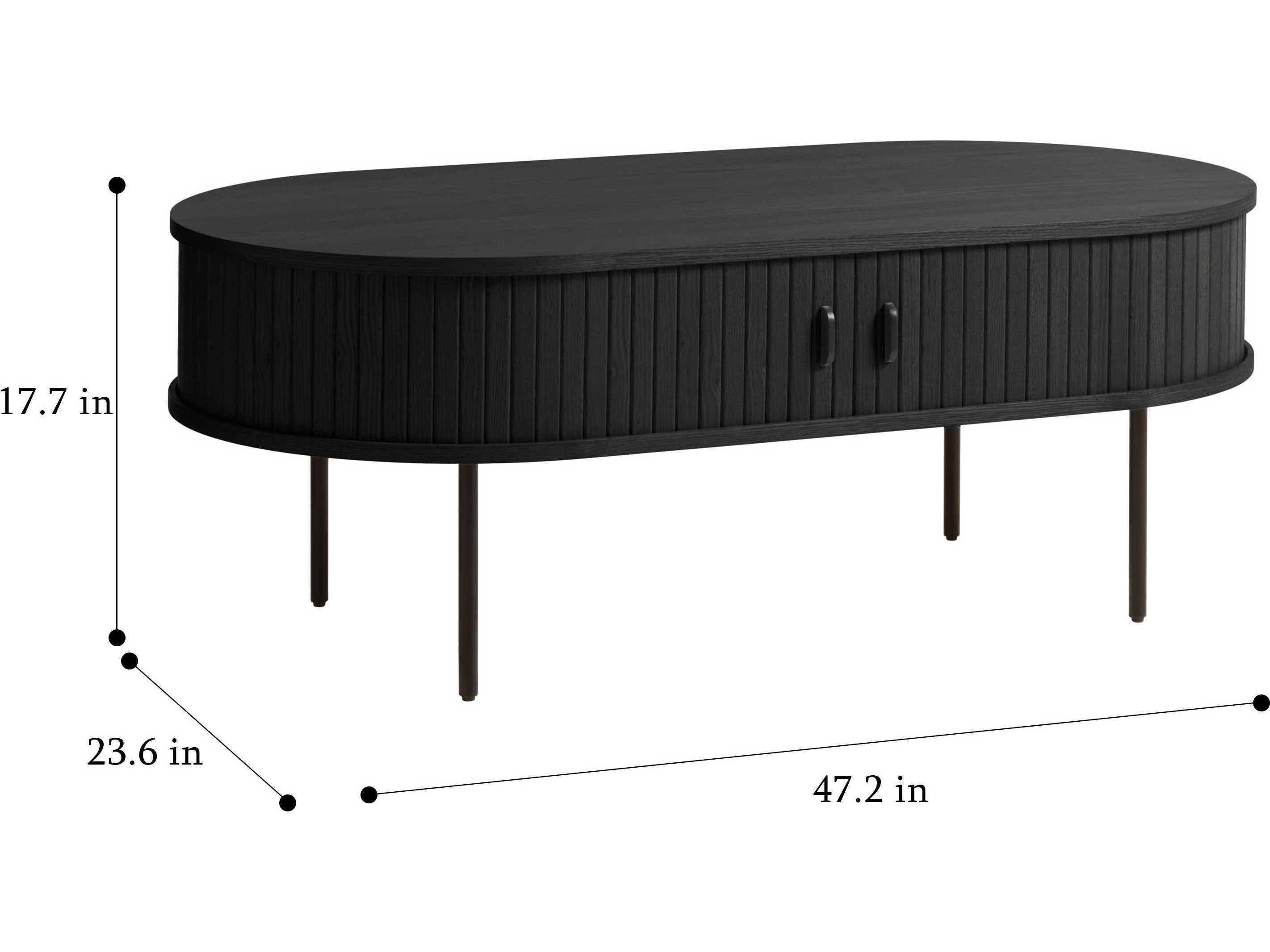 Unique Furniture Nola Oval Wood Black Oak Coffee Table