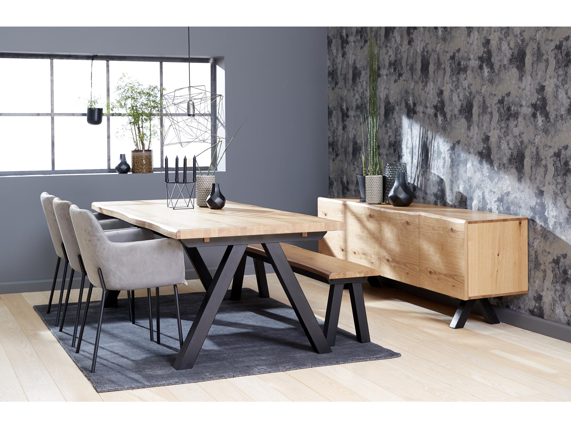 Unique Furniture Oliveto Rectangular Wood Wild Oak black Dining Table