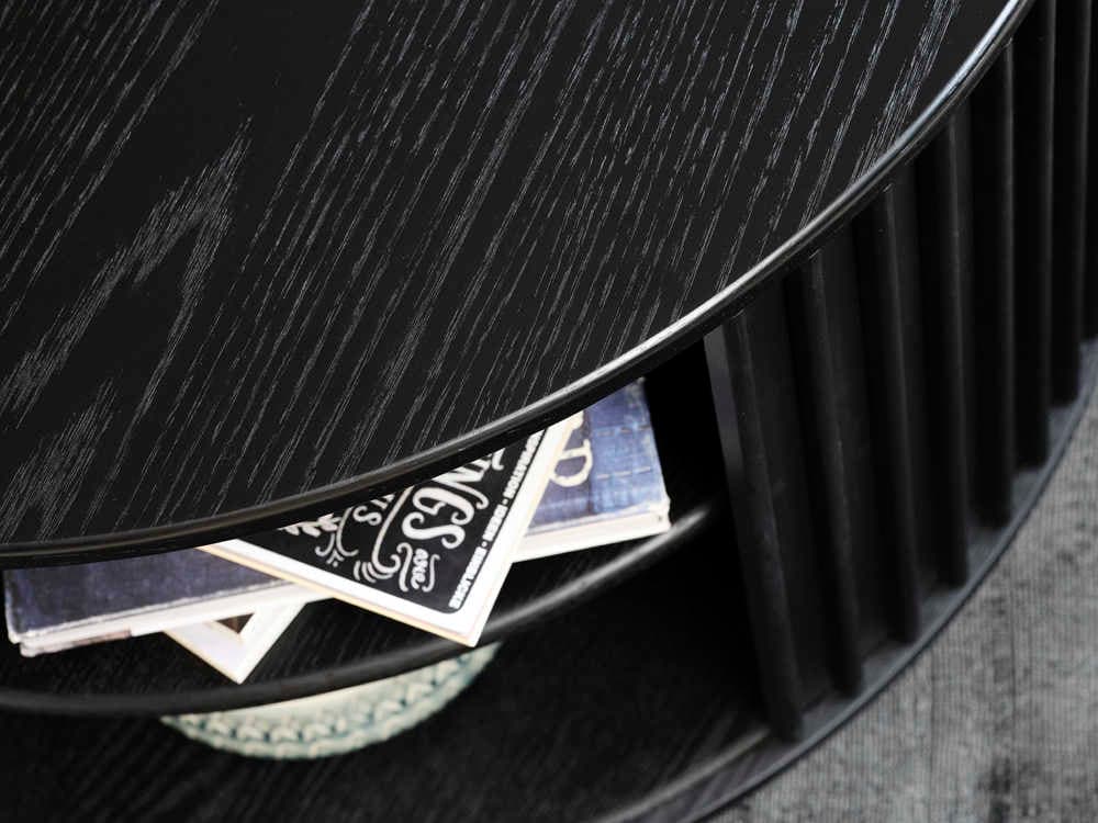 Unique Furniture Siena Round Wood Black Oak Coffee Table