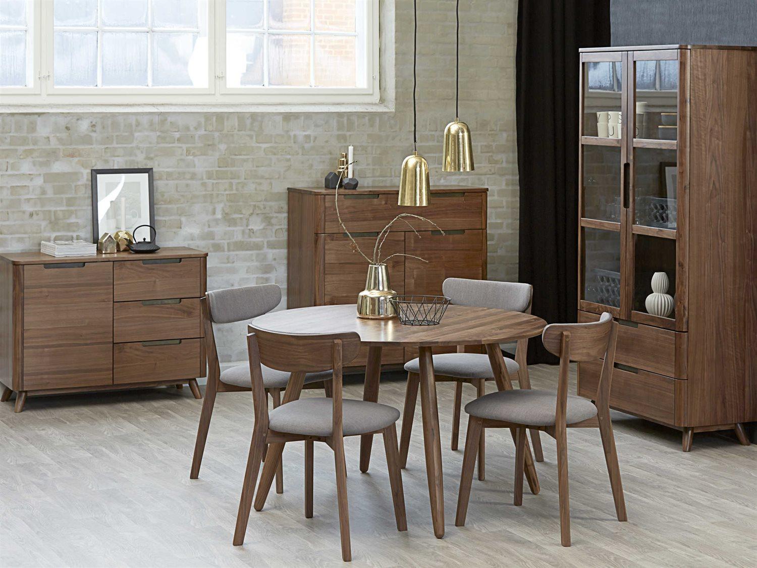 Unique Furniture Tahoe Walnut Wood Brown Upholstered Side Dining Chair