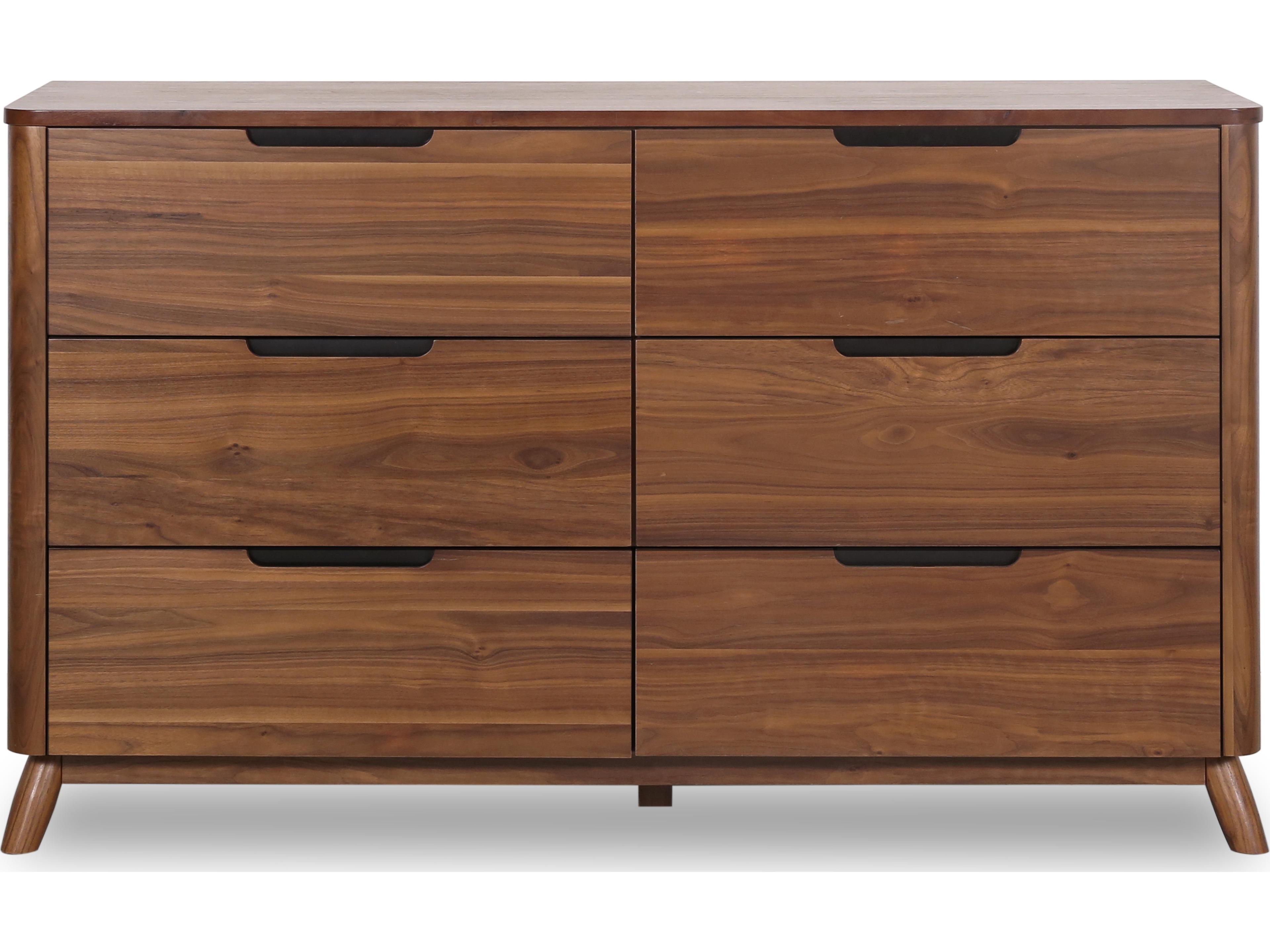 Unique Furniture Tahoe 6-Drawers Brown Walnut Wood Double Dresser