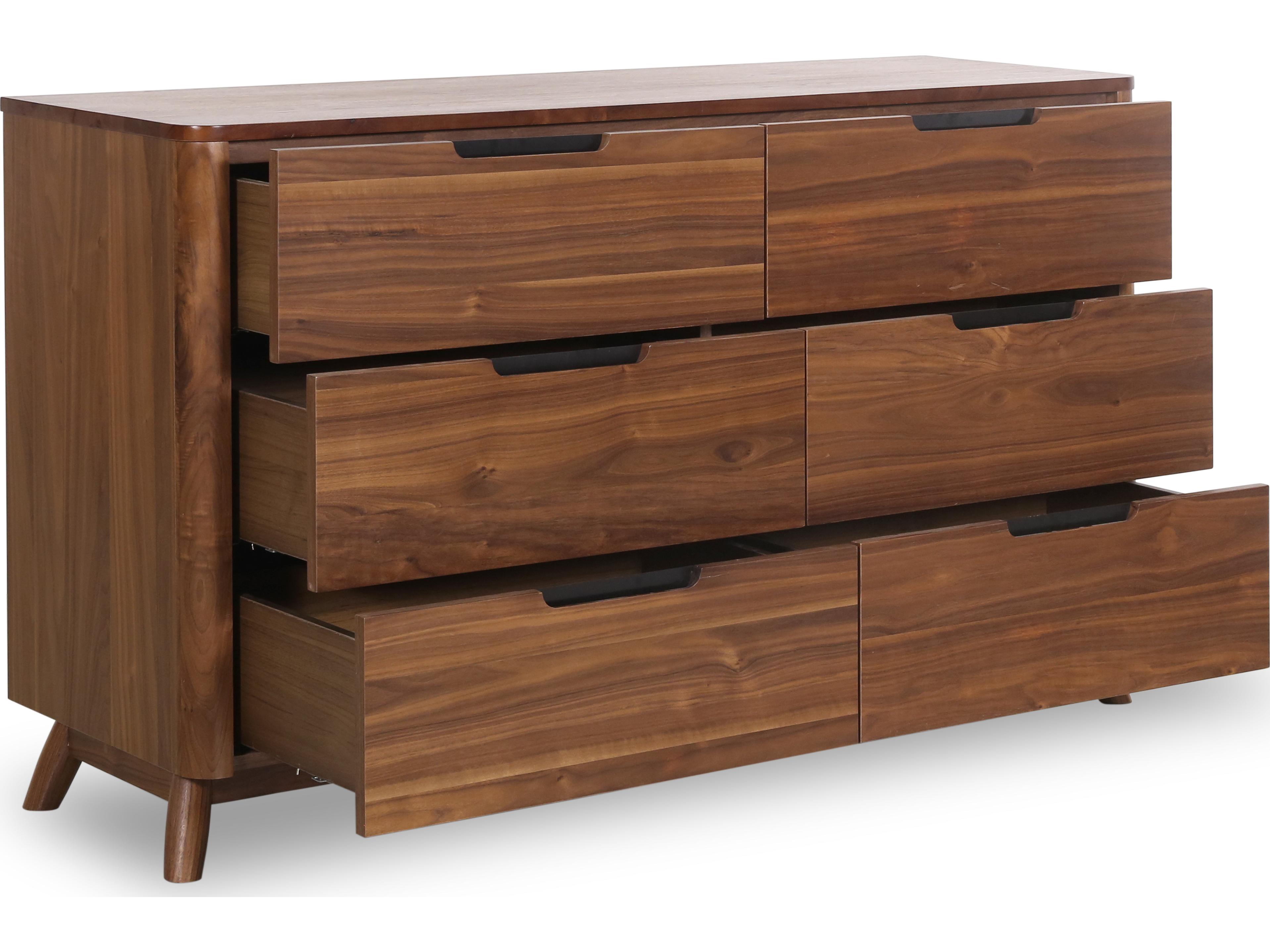 Unique Furniture Tahoe 6-Drawers Brown Walnut Wood Double Dresser