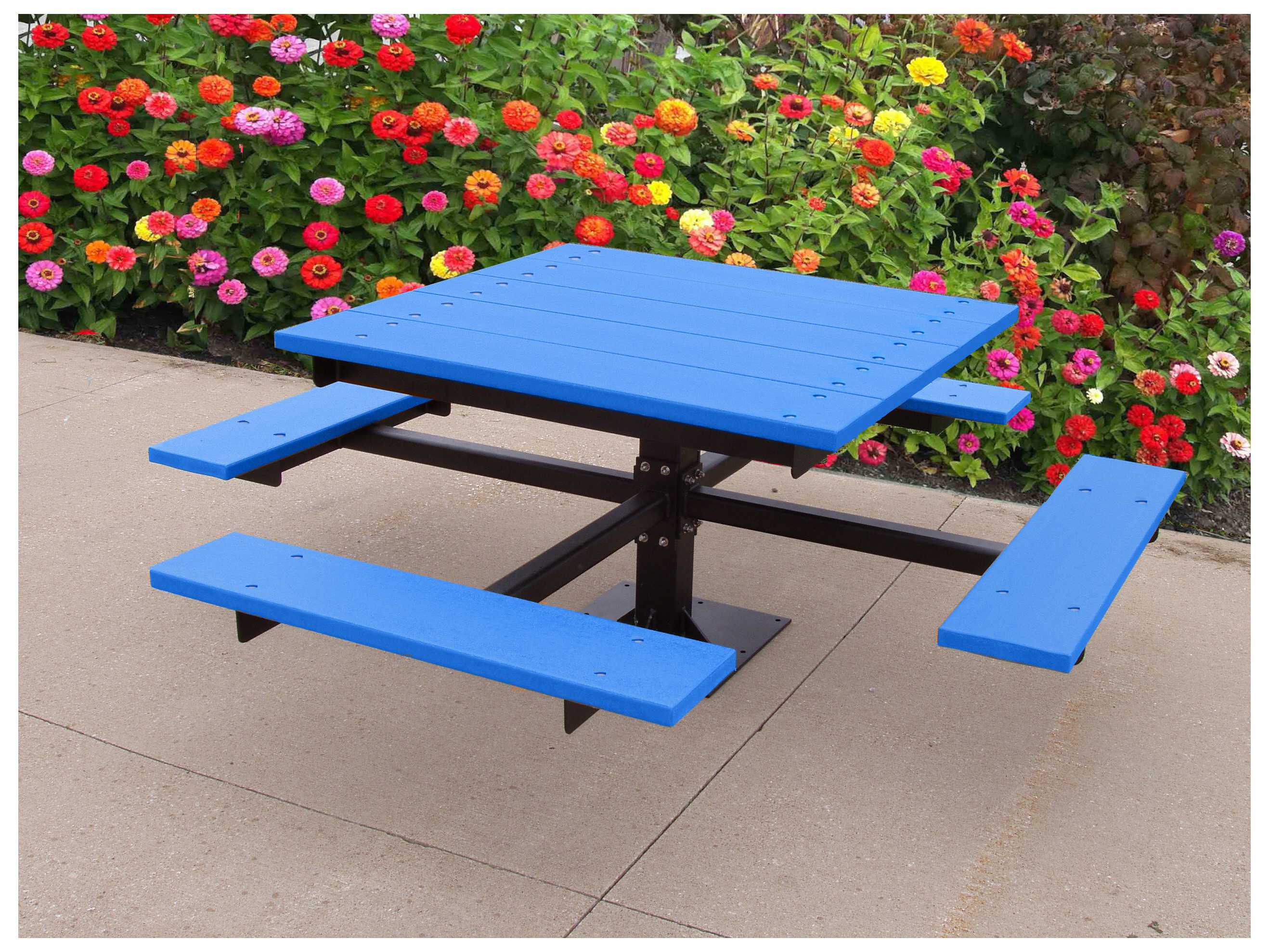 Frog Furnishings T Steel Square Patio Picnic Table
