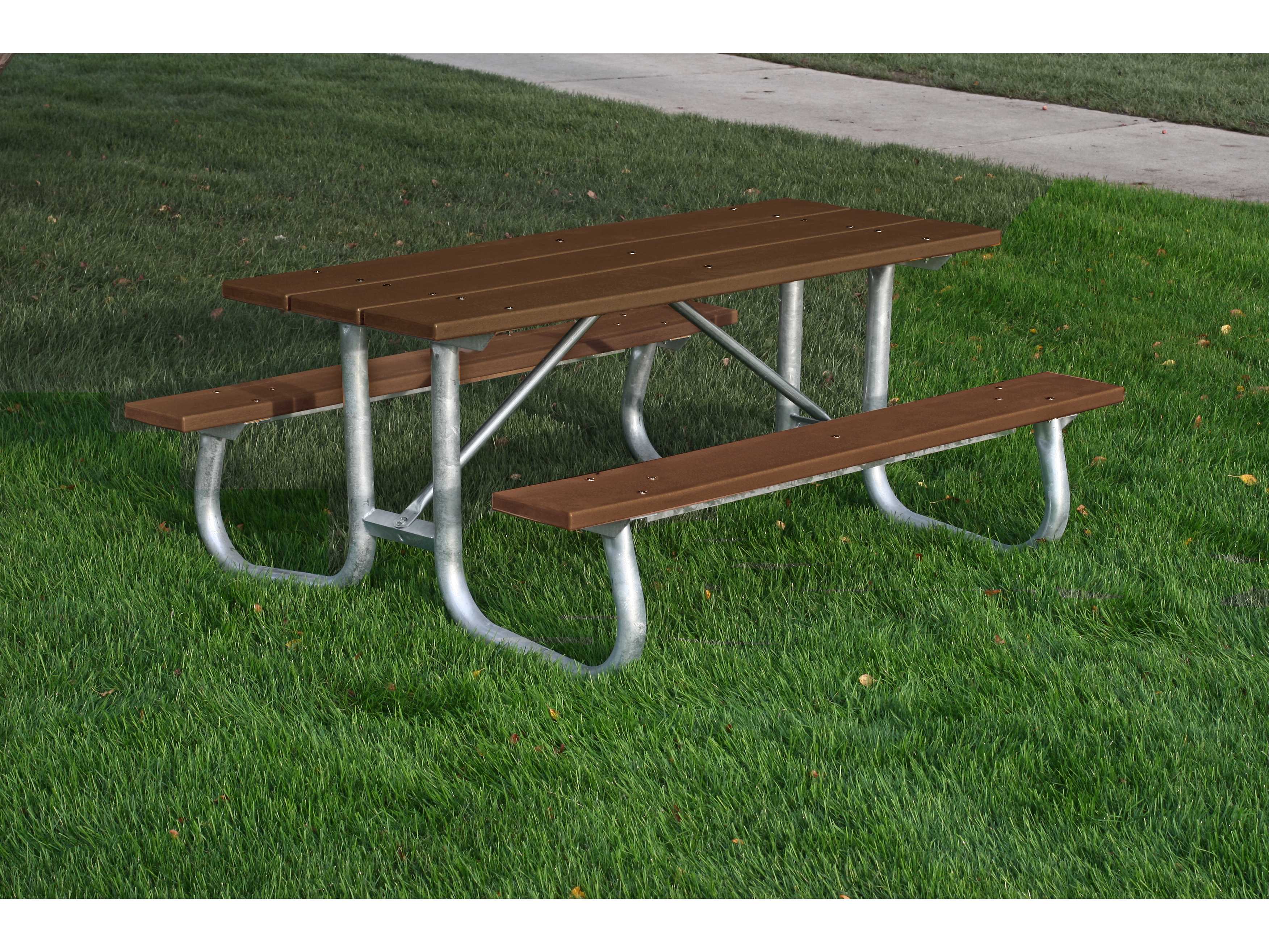 Frog Furnishings Galvanized Steel Rectangular Outdoor Picnic Table