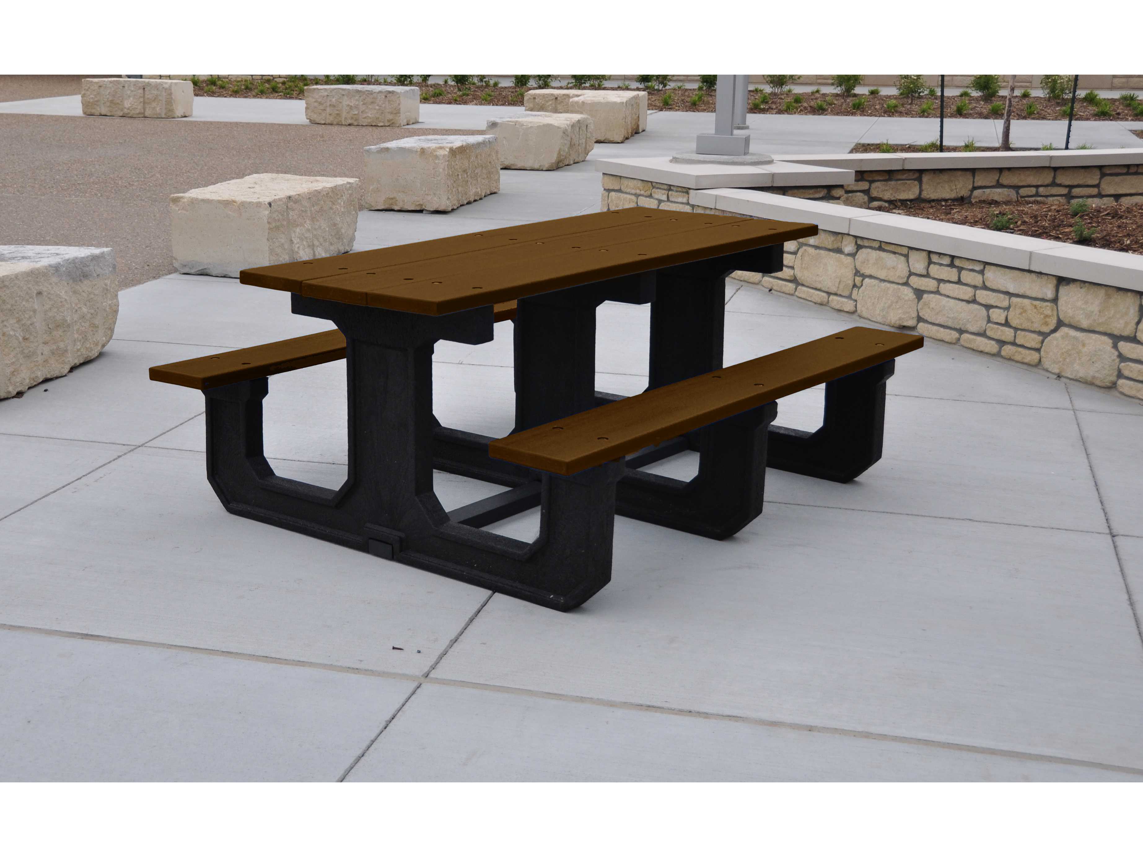 Frog Furnishings Park Place ADA Recycled Plastic Rectangular Patio Picnic Table