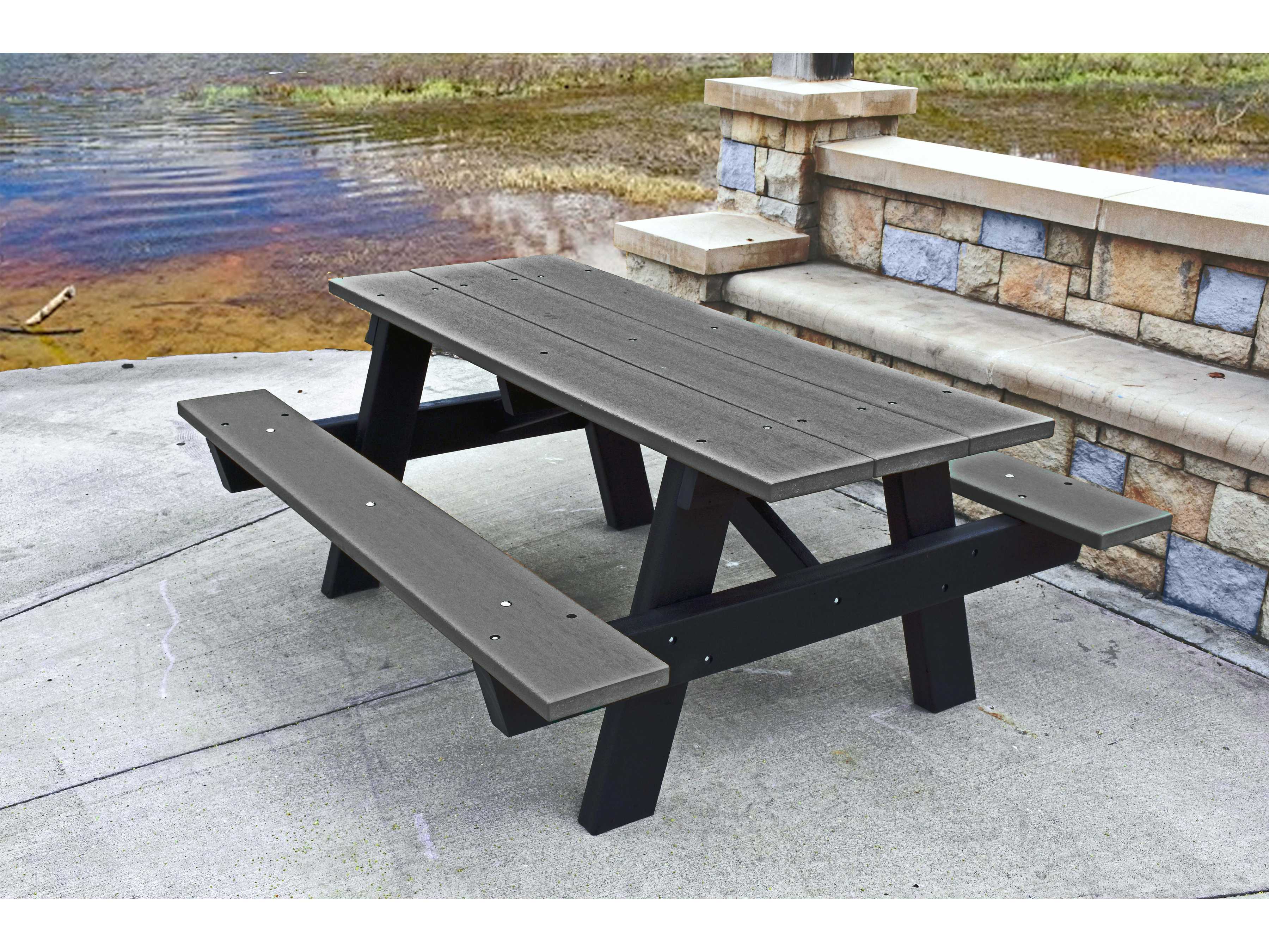 Frog Furnishings A Frame ADA Recycled Plastic Rectangular Patio Picnic Table