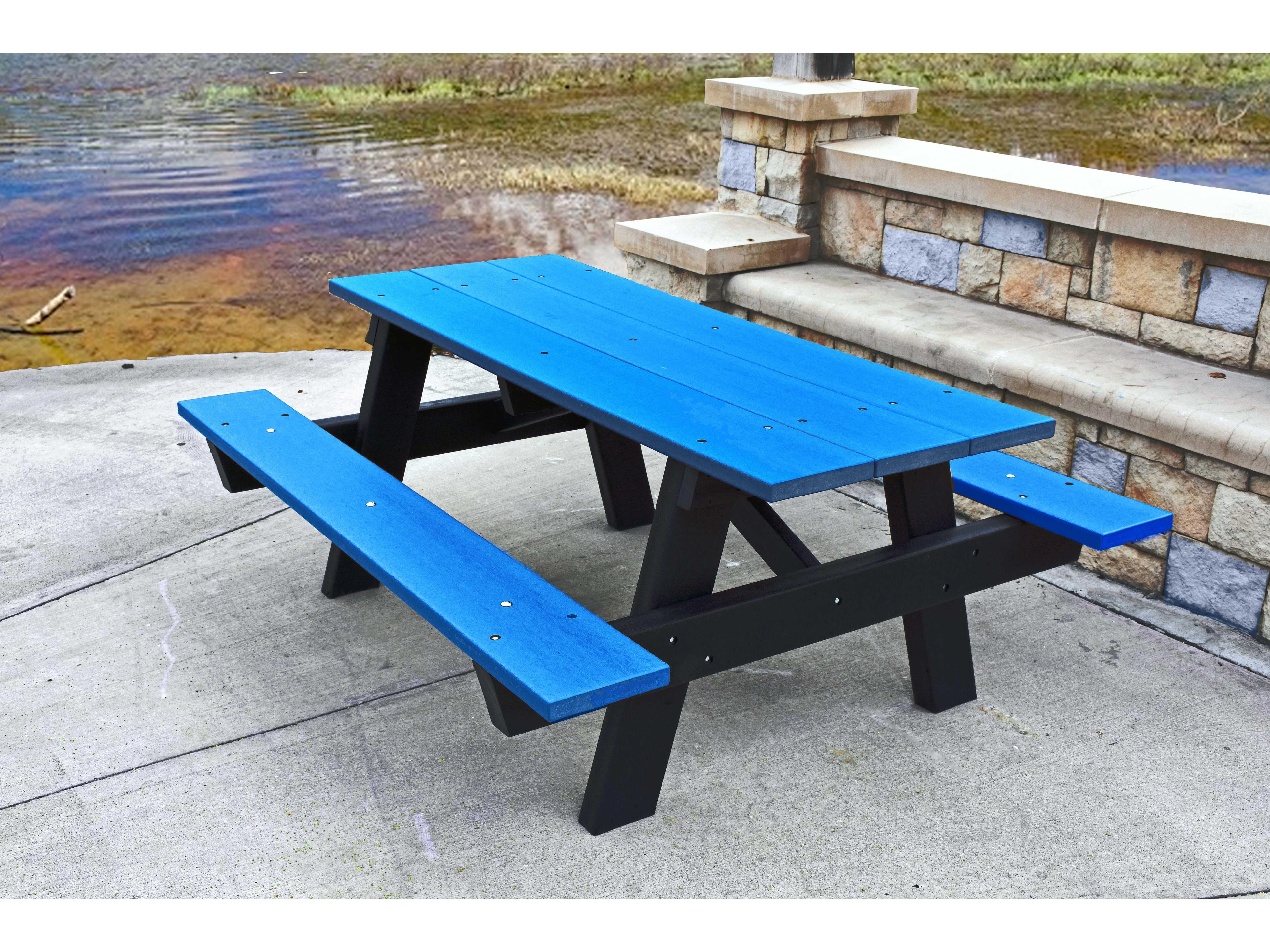 Frog Furnishings A Frame ADA Recycled Plastic Rectangular Patio Picnic Table