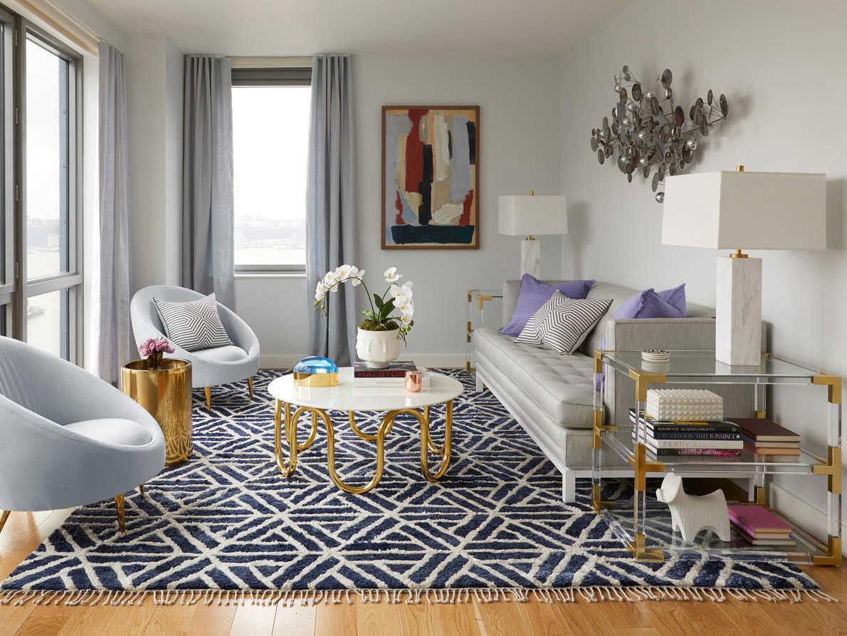 Jonathan Adler Jacques Rectangular Glass Clear Brass End Table