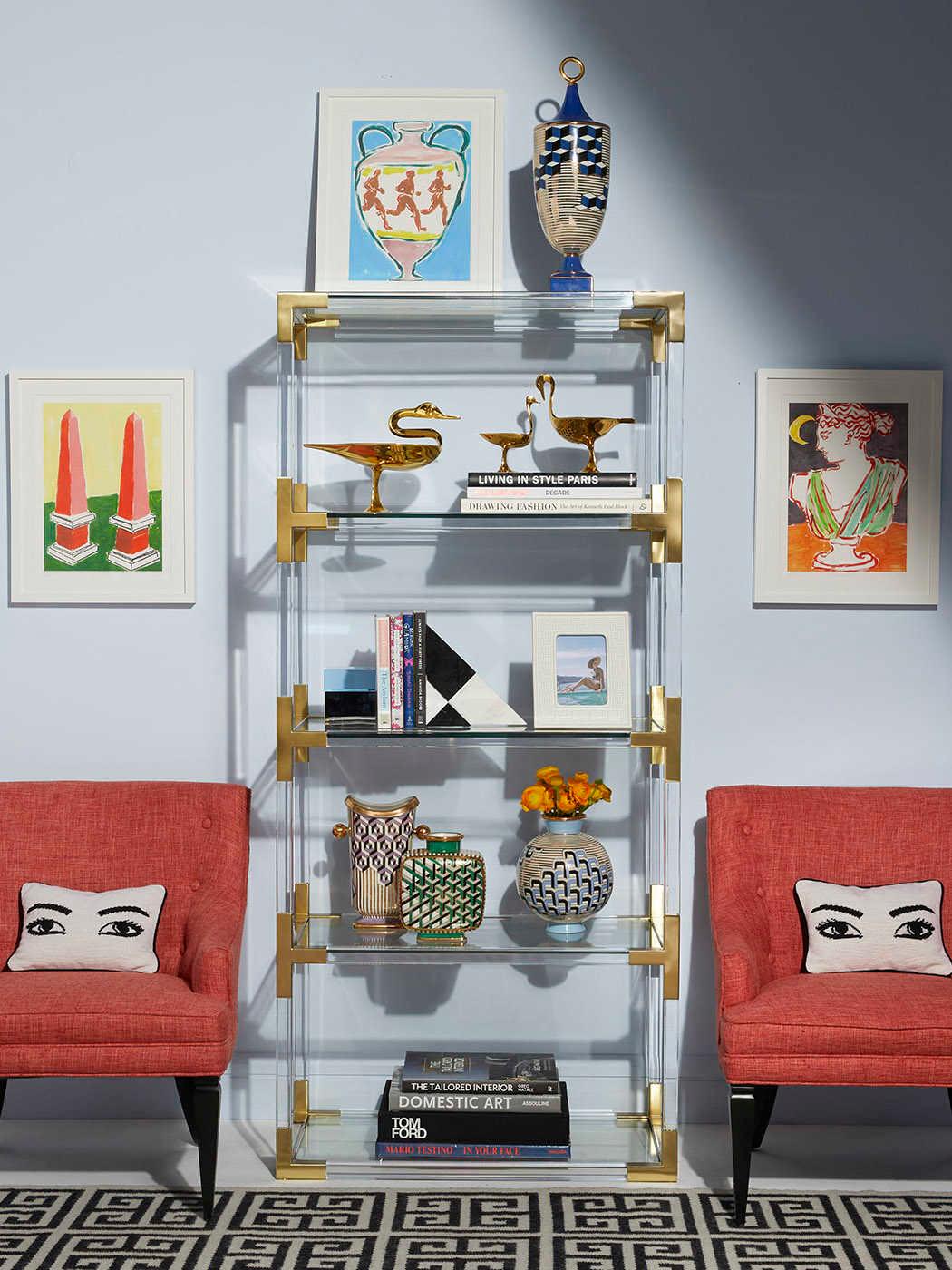 Jonathan Adler Jacques Clear / Brass Etagere