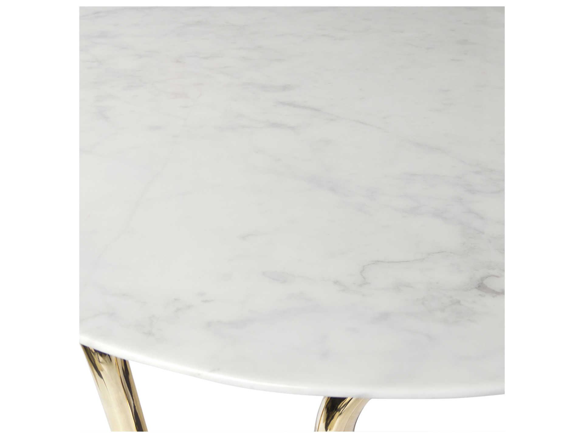 Jonathan Adler Scalinatella Round Carrara Marble Brass Coffee Table