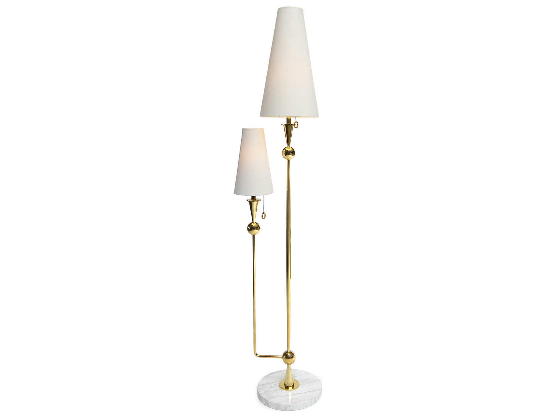 Jonathan Adler Caracas White Brass Gold Floor Lamp
