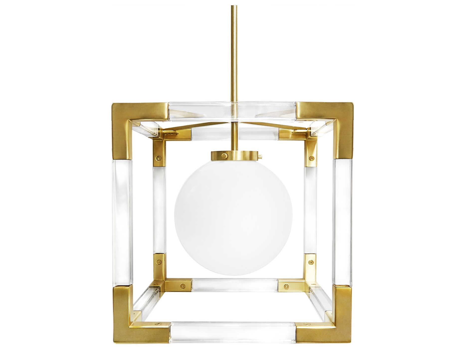 Jonathan Adler Jacques 1-Light Clear Glass Brass Globe Pendant