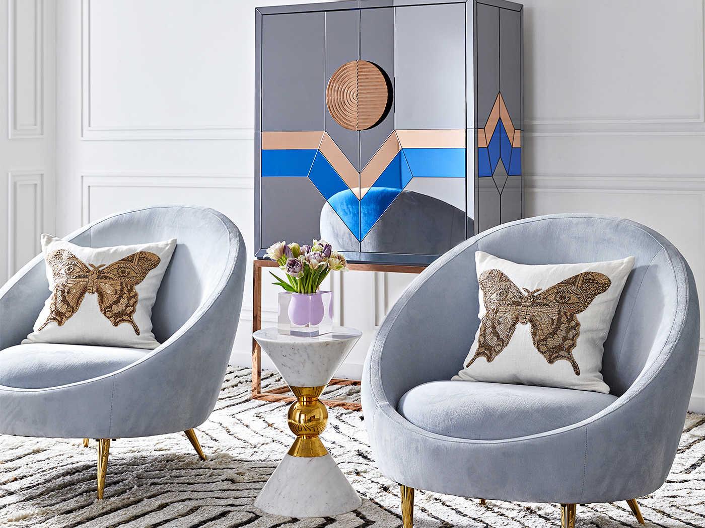 Jonathan Adler Canaan Round White Marble End Table