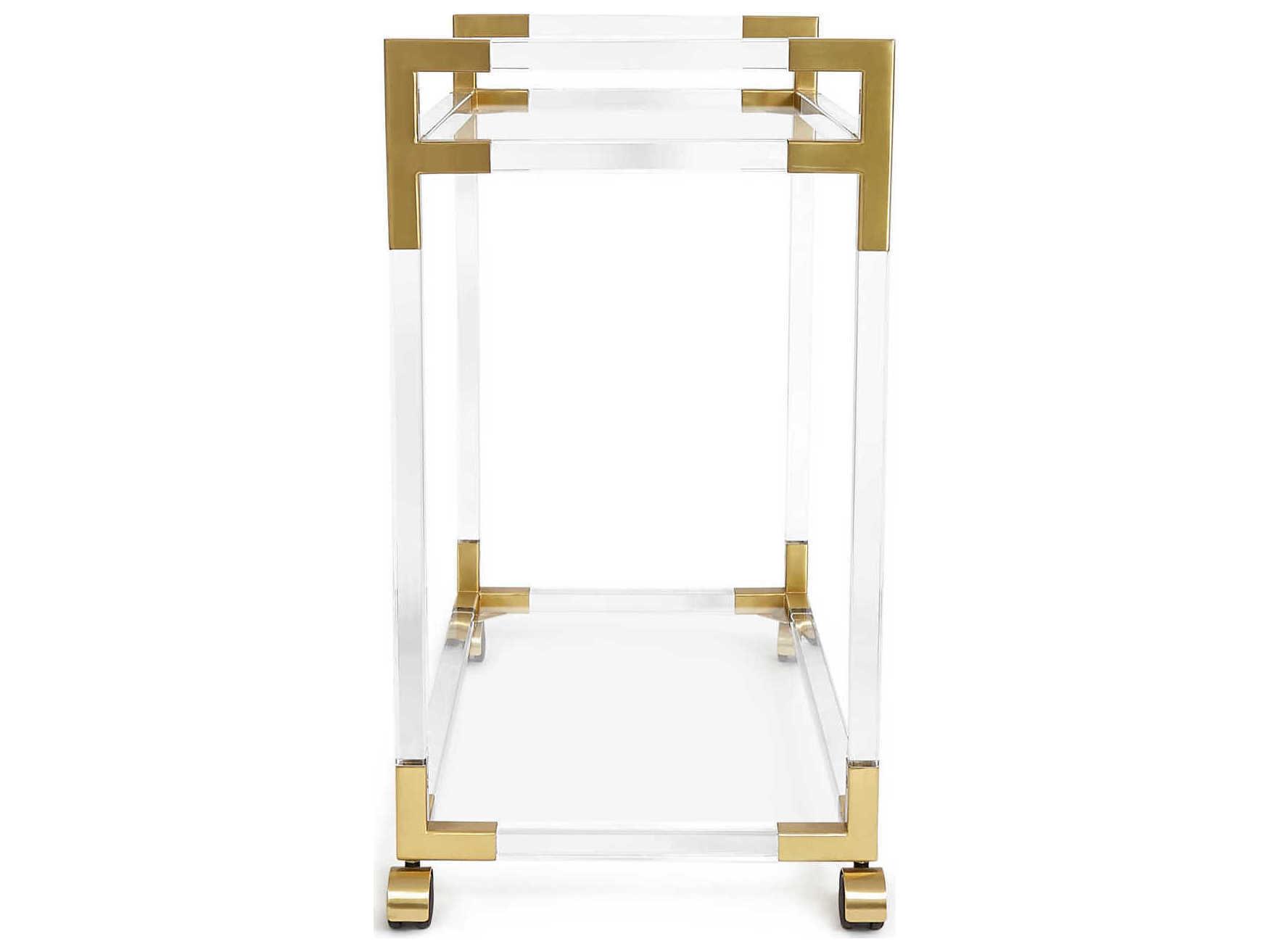 Jonathan Adler Jacques Glass Gold Clear Brass Bar Cart