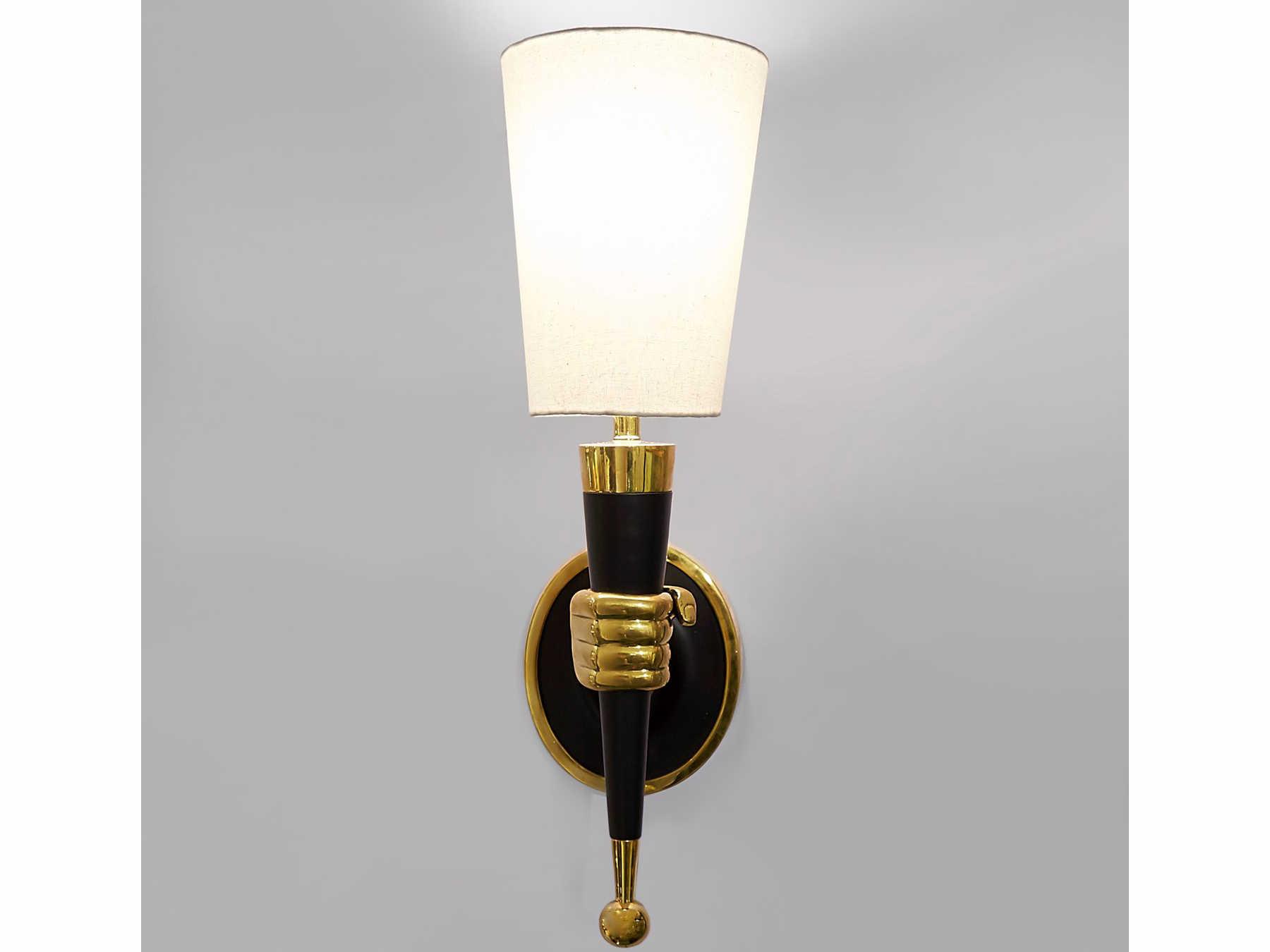 Jonathan Adler Brass 1-Light Polished Blackened Wall Sconce