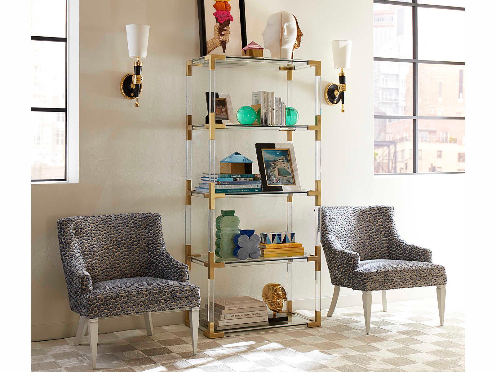 Jonathan Adler Brass 1-Light Polished Blackened Wall Sconce