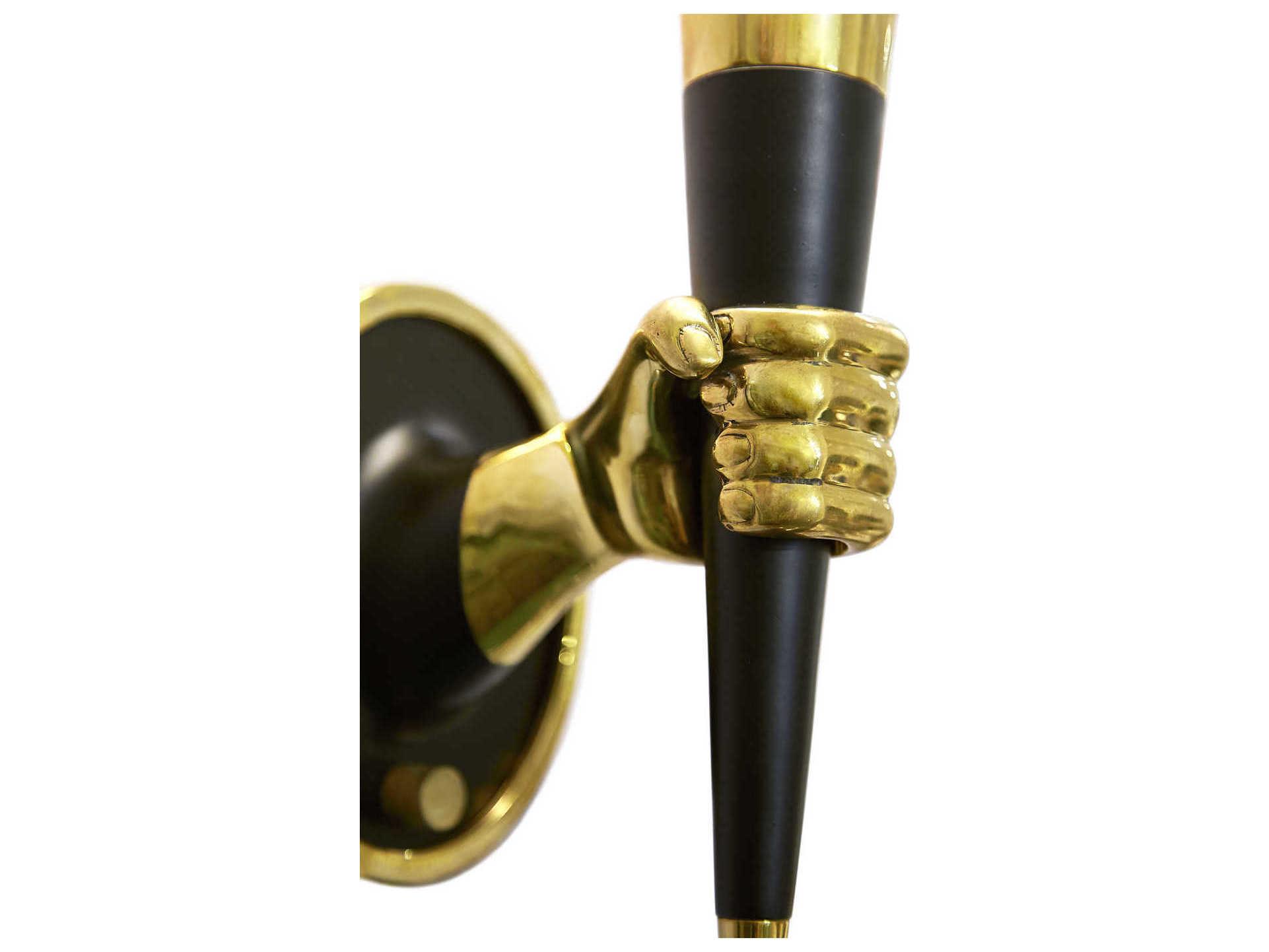 Jonathan Adler Brass 1-Light Polished Blackened Wall Sconce