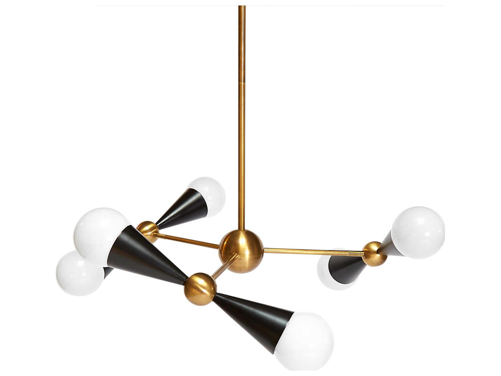 Jonathan Adler Caracas 6-Light Black Brass Globe Chandelier