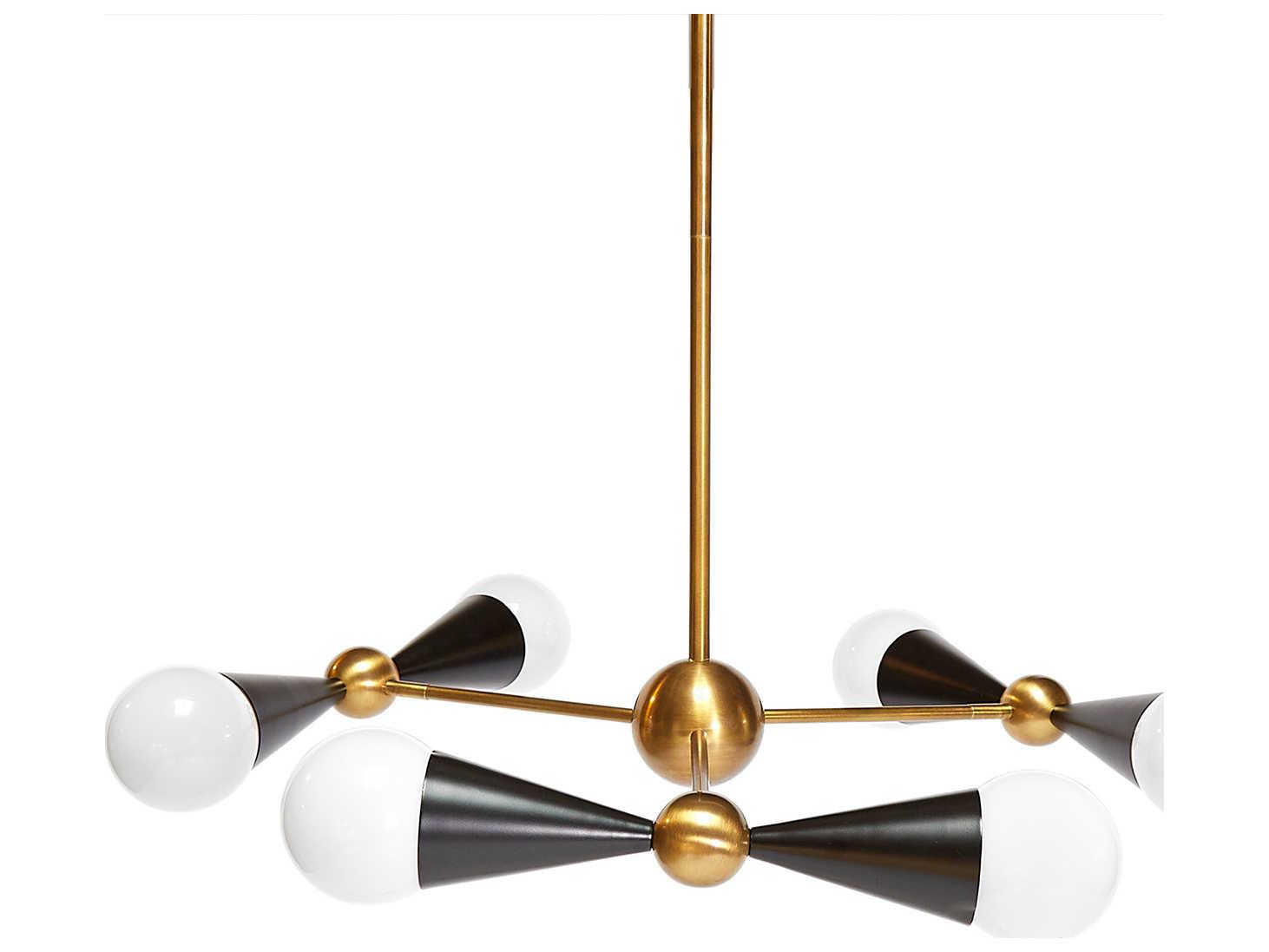 Jonathan Adler Caracas 6-Light Black Brass Globe Chandelier