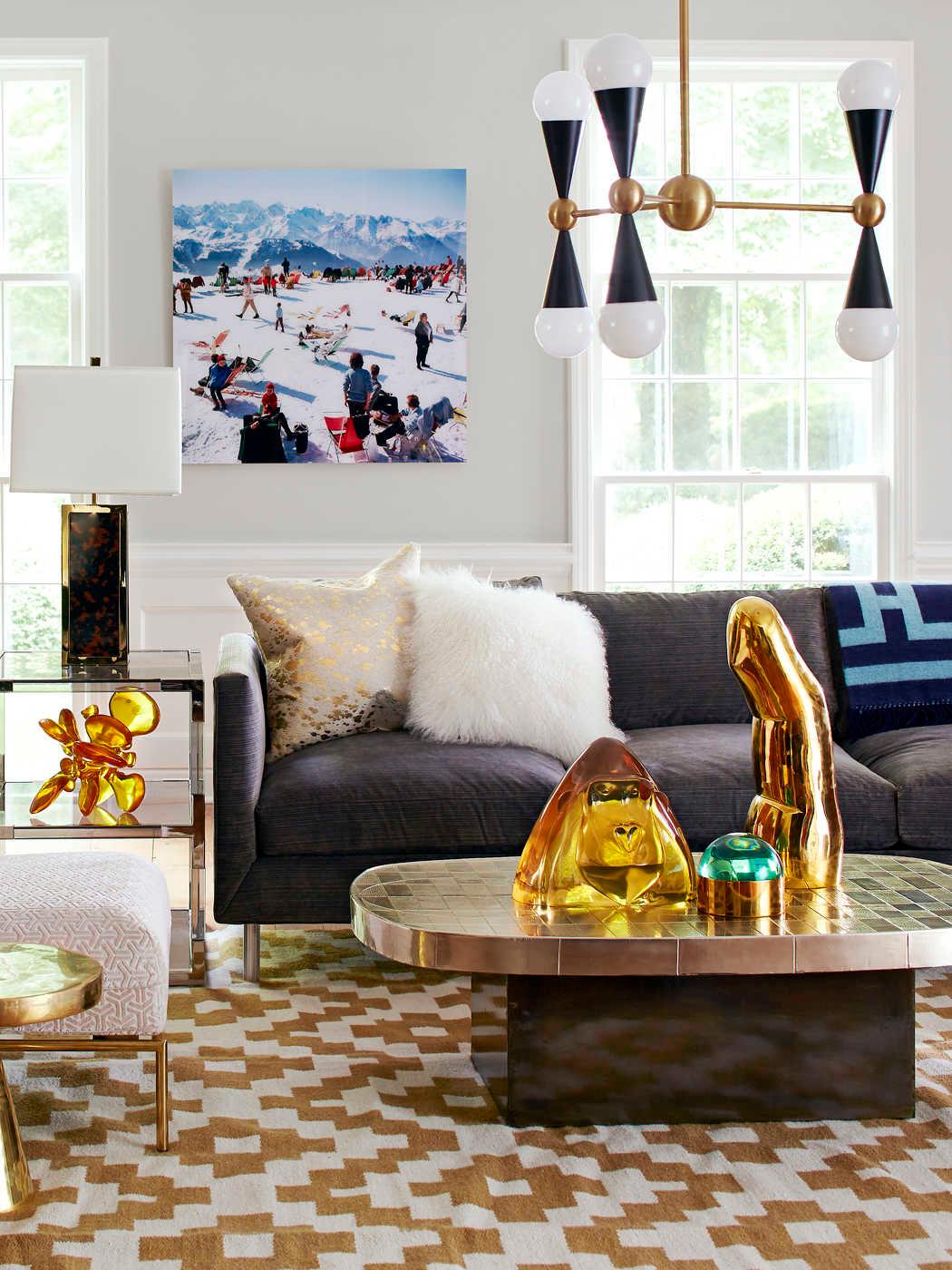 Jonathan Adler Caracas 6-Light Black Brass Globe Chandelier