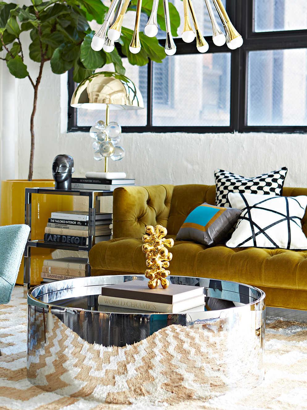 Jonathan Adler Globo Clear Brass Buffet Lamp