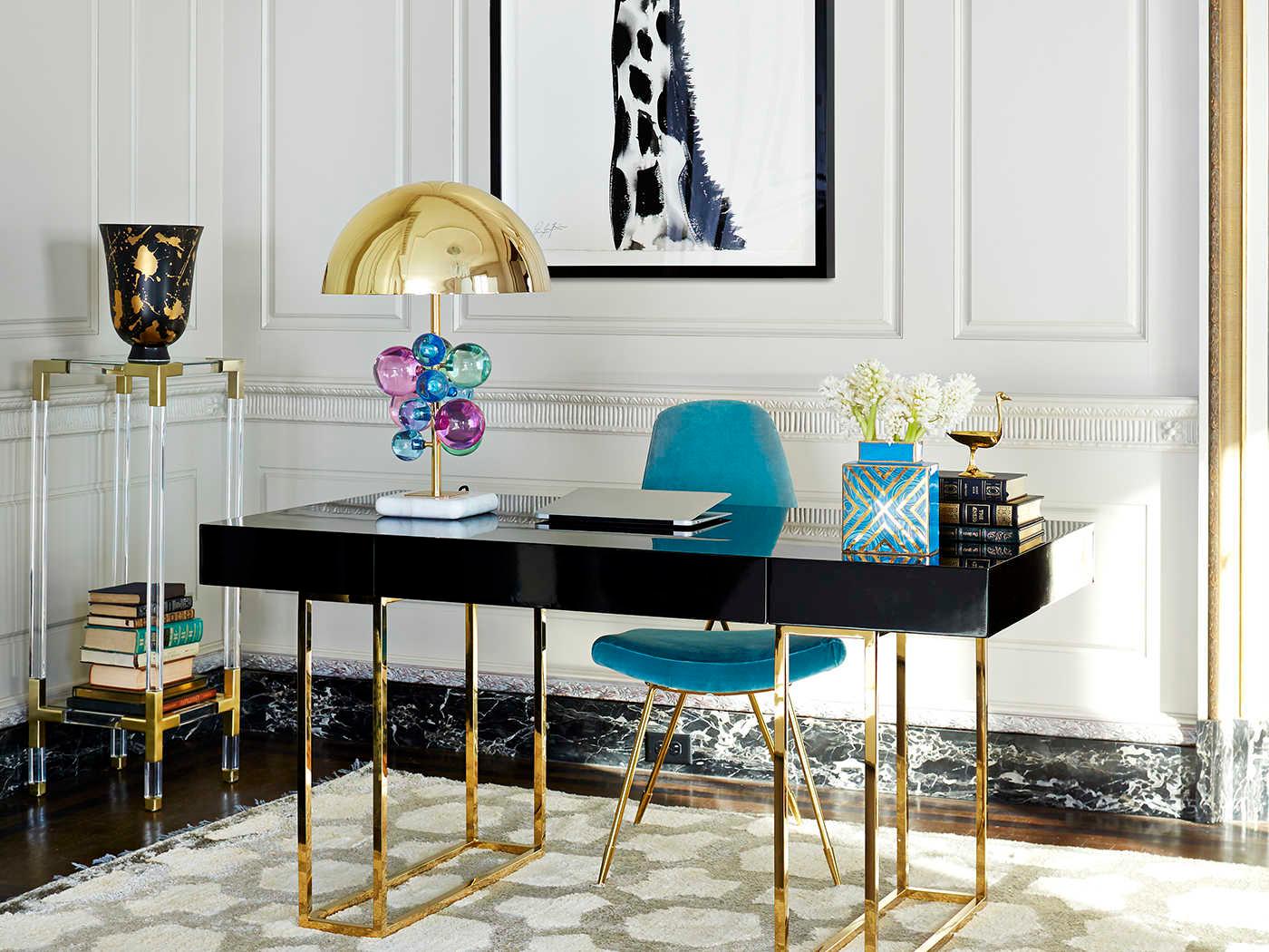 Jonathan Adler Globo Multi Brass Blue Buffet Lamp